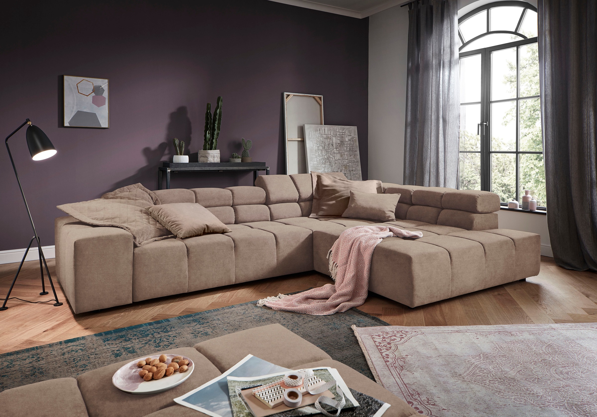 INOSIGN Ecksofa »Ancona incl. Kopfteilverstellung, OTTOs Choice, Breite 319cm, L-Form«, wahlweise motorische Sitztiefenverstellung, auch in Cord + Easy Care