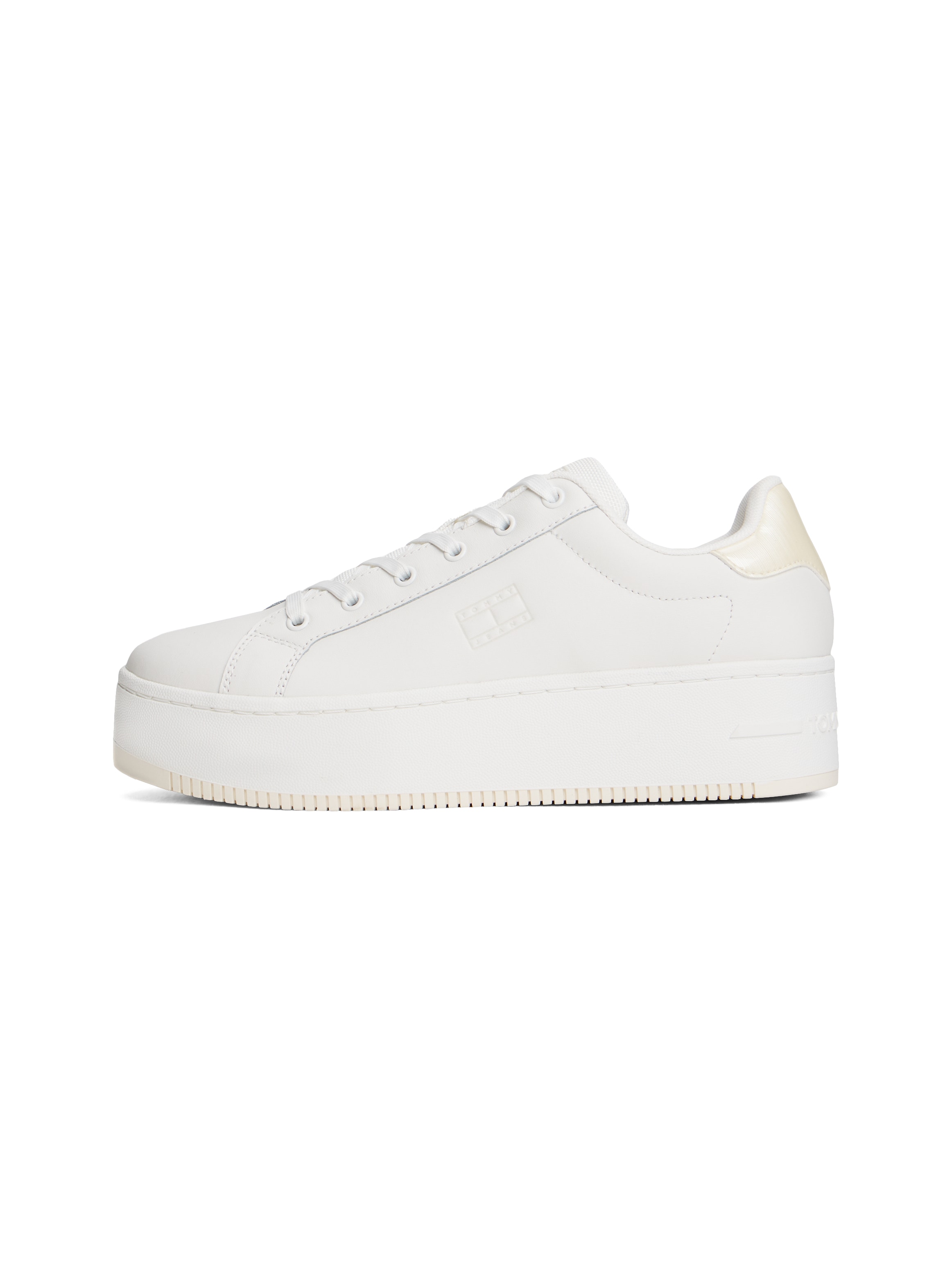 Tommy Jeans Plateausneaker »TJW FLATFORM PEARLIZED SNEAKER«  , Freizeitschuh, Halbschuh, Schnürschuh mit weichem Schaftrand