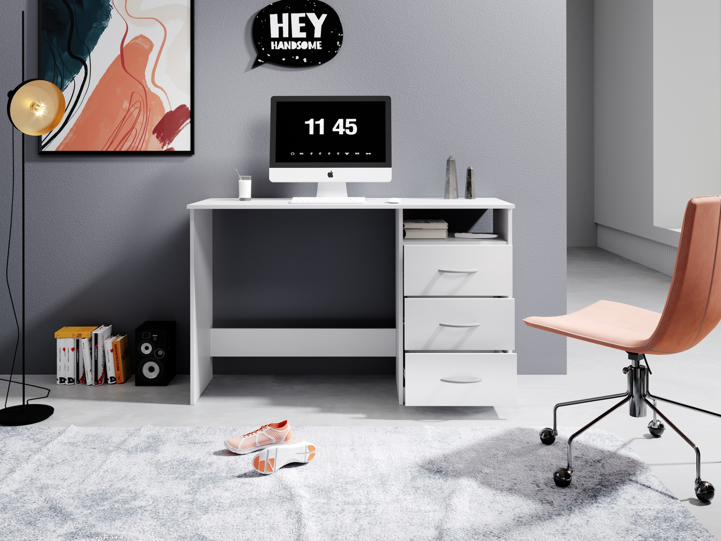 BEGA OFFICE Schreibtisch »Adria, Computertisch,«, Schubkästen rechts oder links montierbar, Breite 123 cm