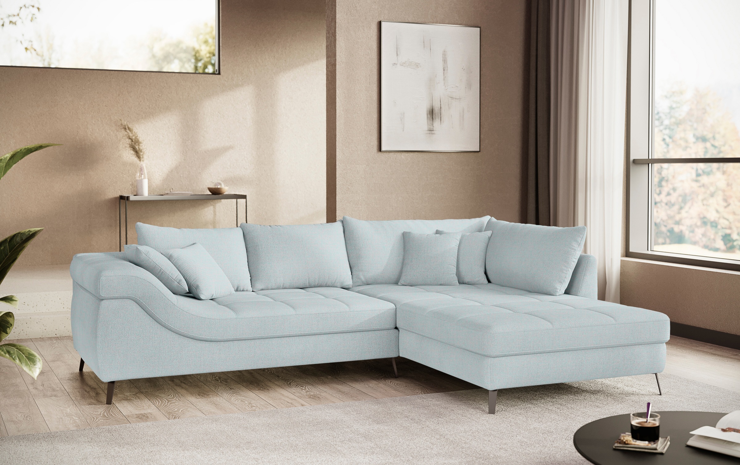 Mr. Couch Ecksofa »Portofino L-Form«, 4 Bezugsqualitäten, 13,5 cm hohe Meta günstig online kaufen