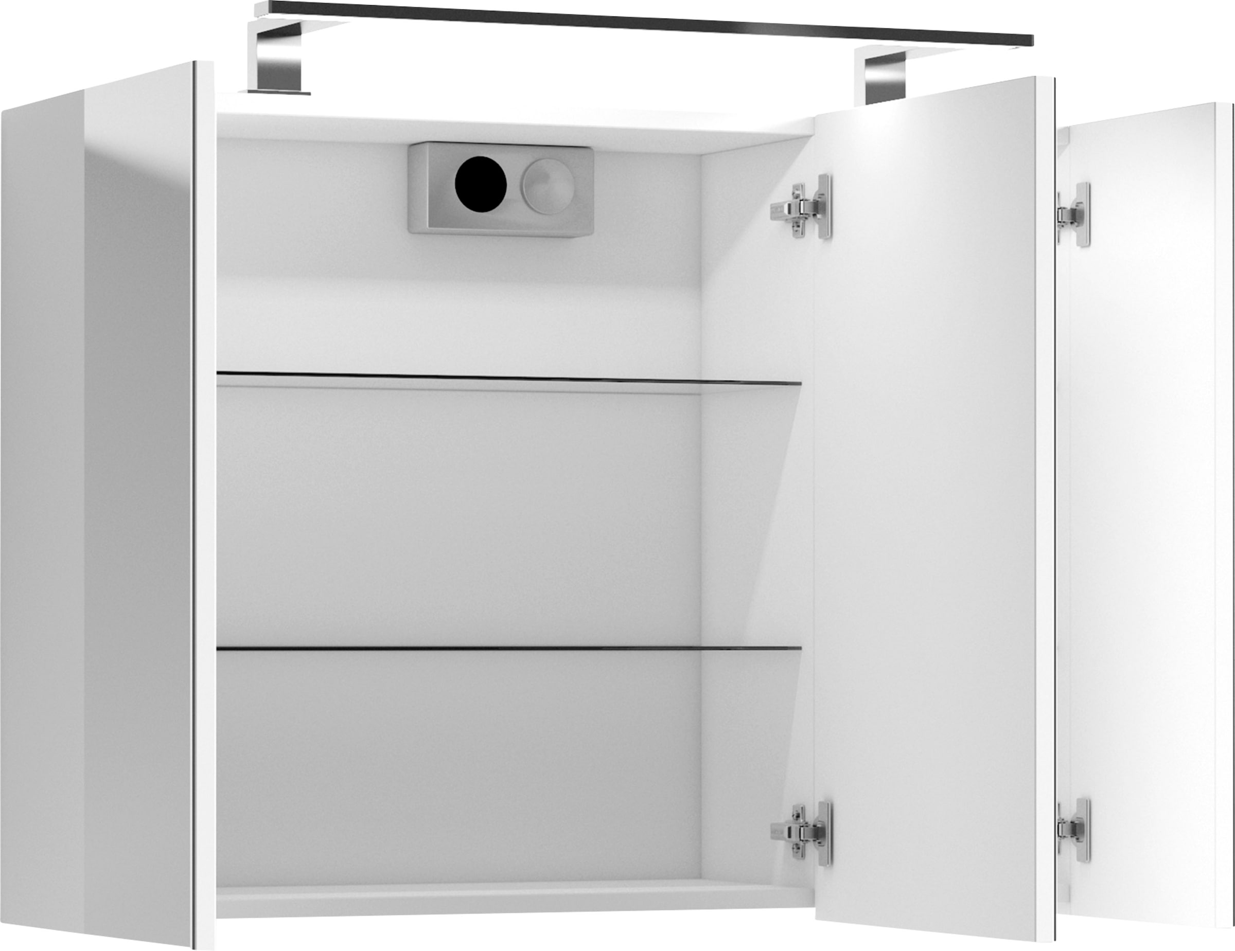byLIVING Spiegelschrank »Spree«, Breite 80 cm, 3-türig, mit LED Beleuchtung und Schalter-/Steckdosenbox