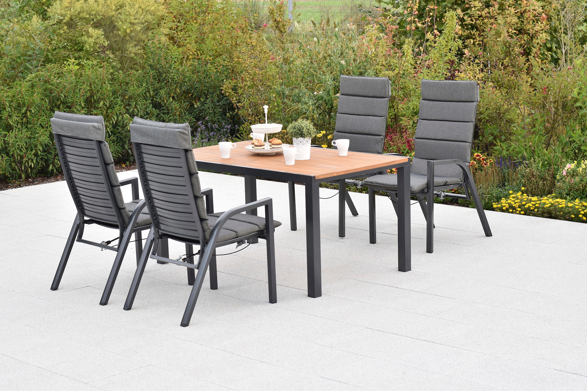 MERXX Garten-Essgruppe »»Siros««, (Set, 9 tlg.), Rückenlehne verstellbar durch Gasdruckfeder