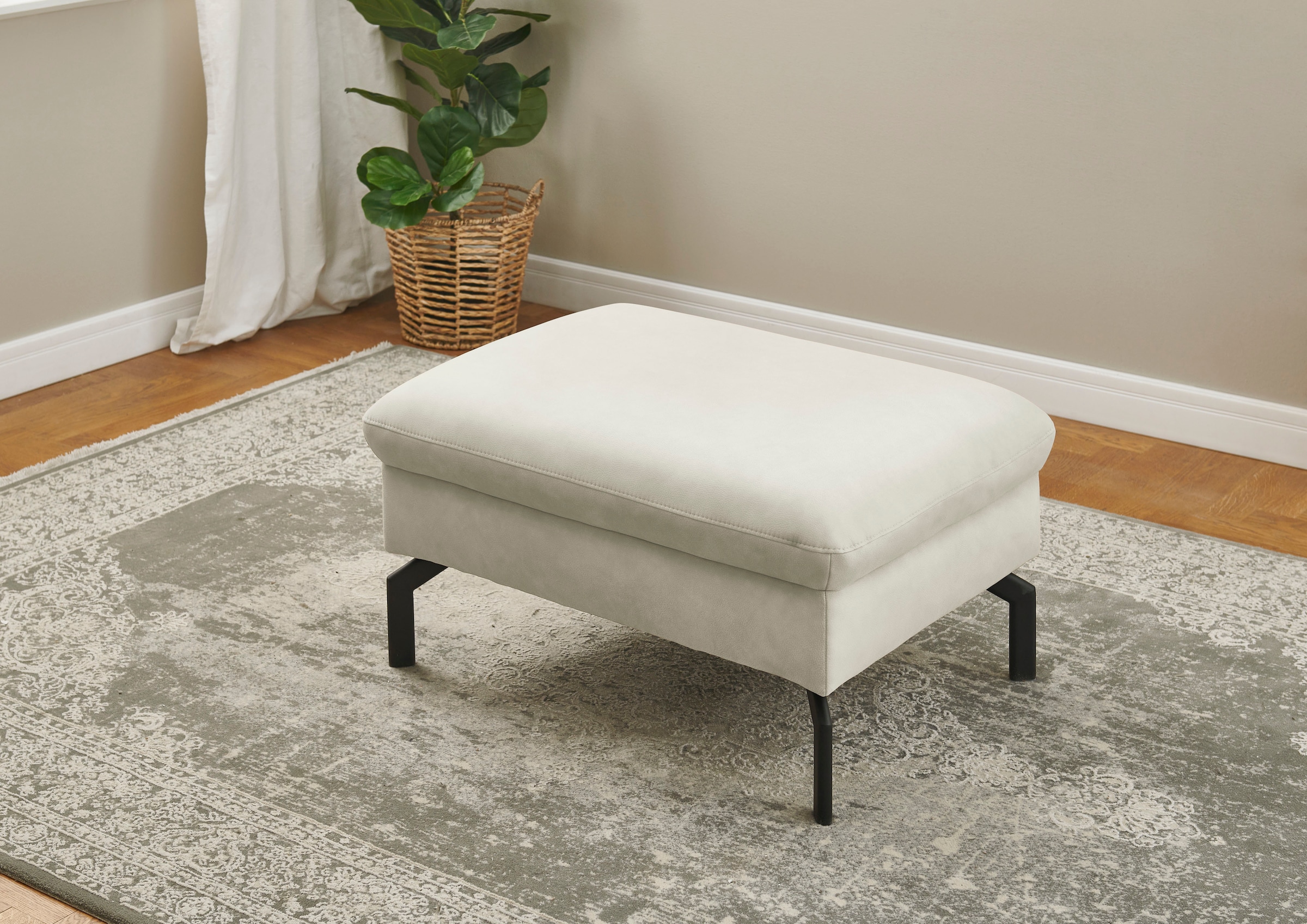 Die PlanBar Hocker »PN-EM20028 Breite 87 cm«, hochwertiges Glattleder, stylische Metallfüße