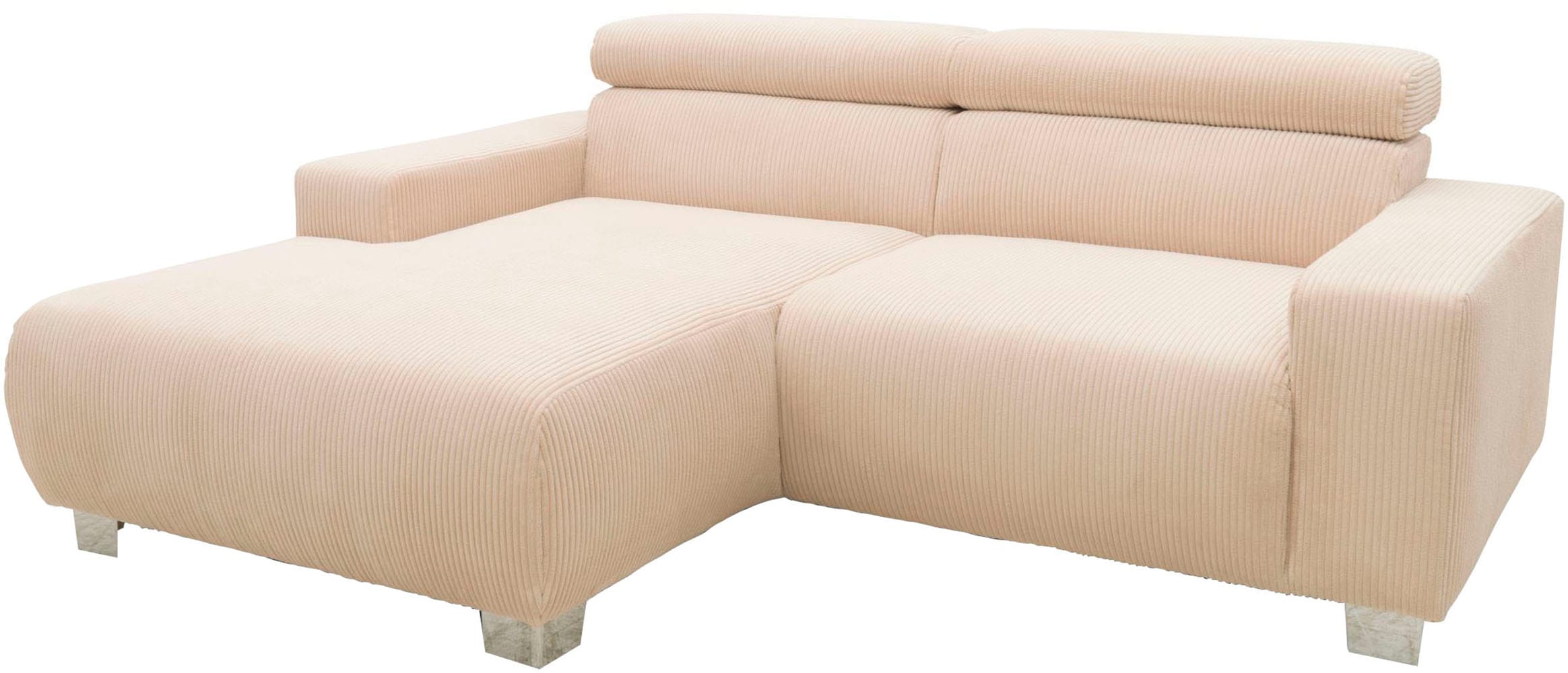 DOMO collection Ecksofa »100030 inkl. Kopfteilverstellung, guter Sitzkomfort, Cordbezug, L-Form«, mit komfortabler Wellenunterfederung, ideal für kleine Räume