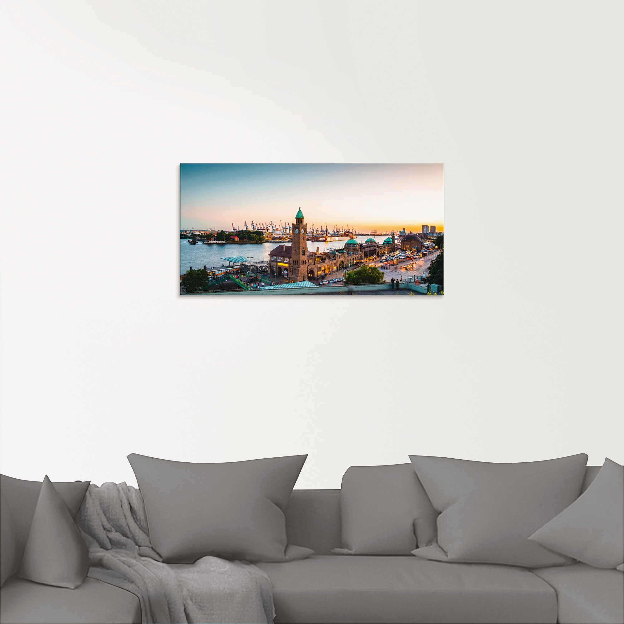 Artland Glasbild "Hamburg Hafen und Landungsbrücken", Deutschland, (1 St.), günstig online kaufen