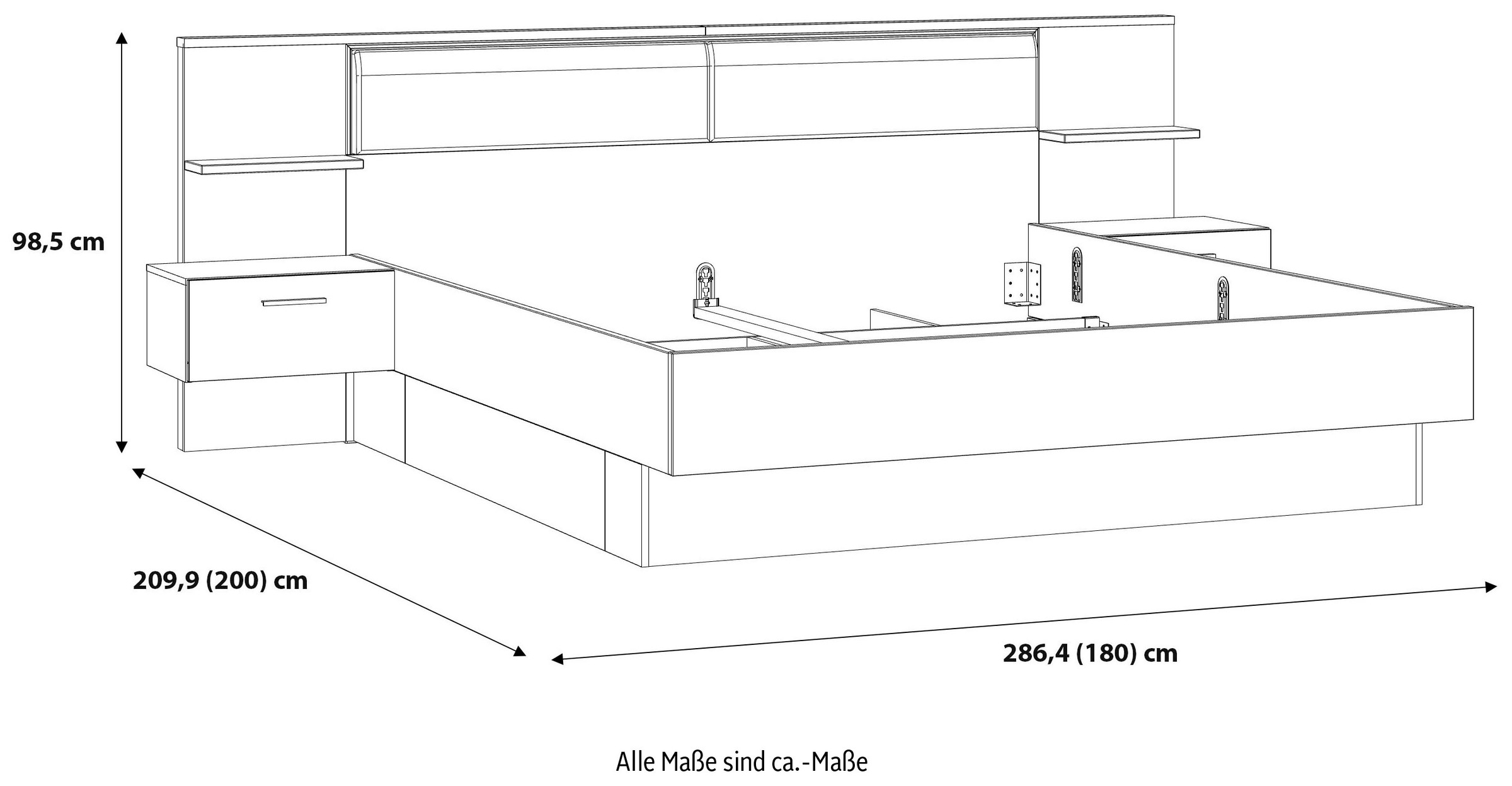 8. Bild von FORTE Bettgestell, mit gepolstertem Kopfteil und Beleuchtung