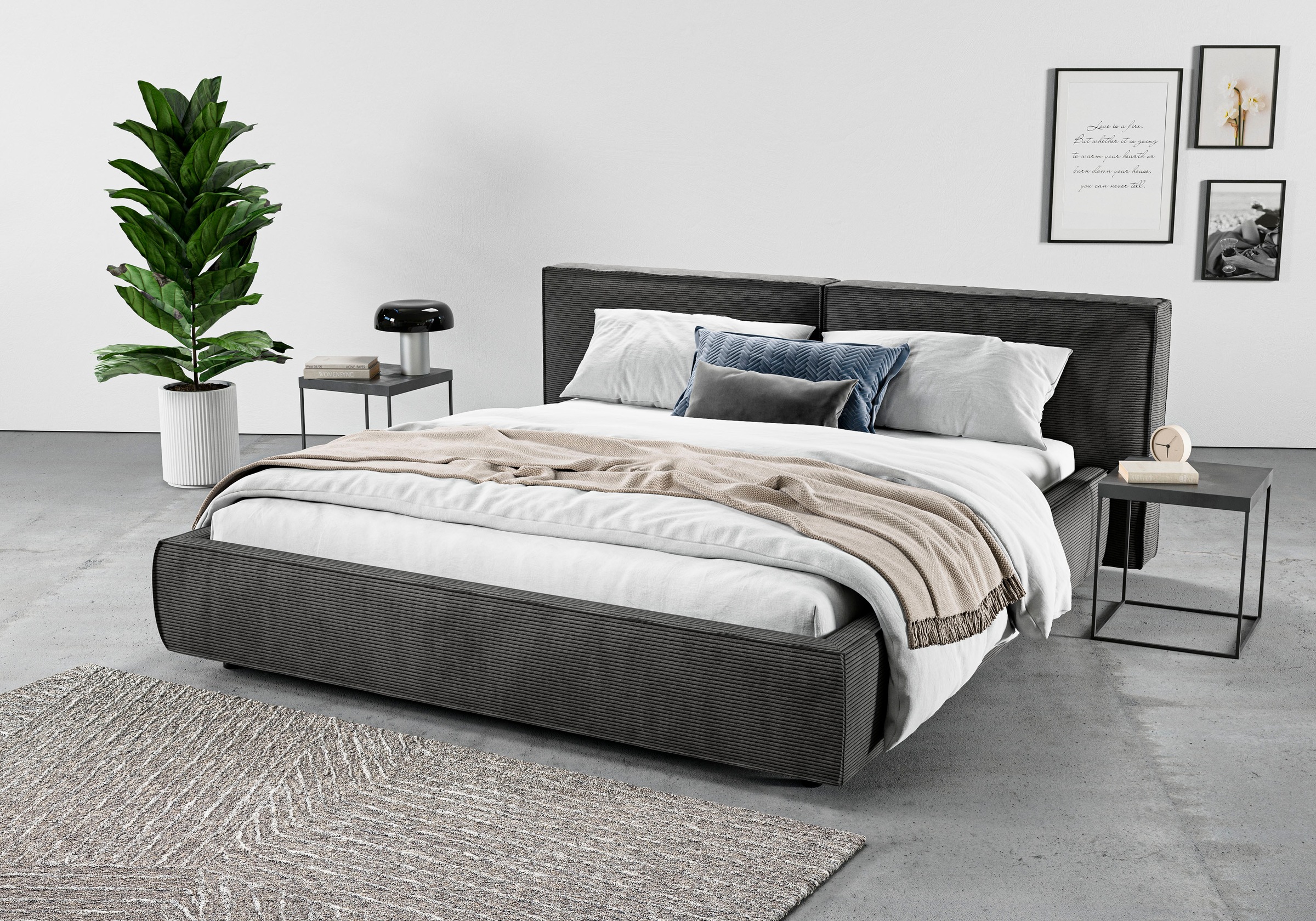 Home affaire Polsterbett »Adrina mit Biesenoptik, Feincord und Luxus-Microf günstig online kaufen