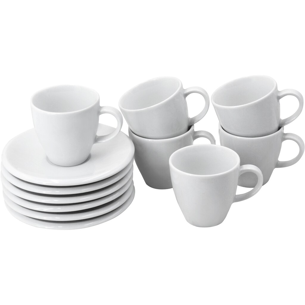 Retsch Arzberg Espressotasse »Novo«, (Set, 12 tlg., 6 Espresso Obertasse-6 Espresso Untertasse), 6 Espresso Obertassen, 6 Espresso Untertassen, Made in Germany