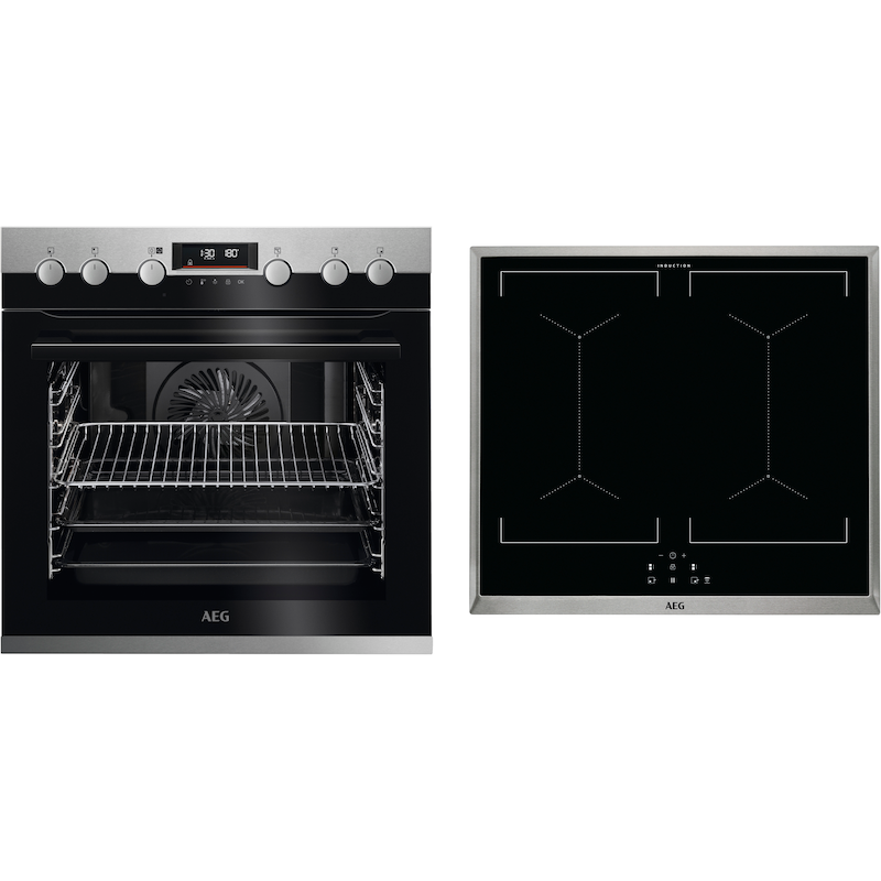 AEG Induktions Herd-Set »EPE55526BM 940321398« Pyrolyse-Selbstreinigung edelstahl 4 elektronische Automatikkochstellen