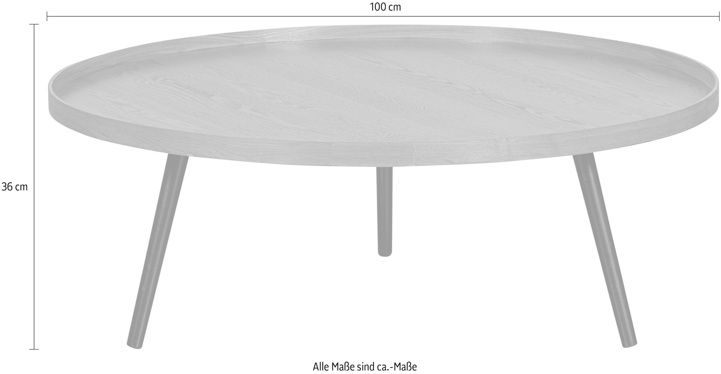 WOOOD Couchtisch »Mesa«, runde Form, belastbar bis 20 kg, H 36 cm x Ø 100 cm