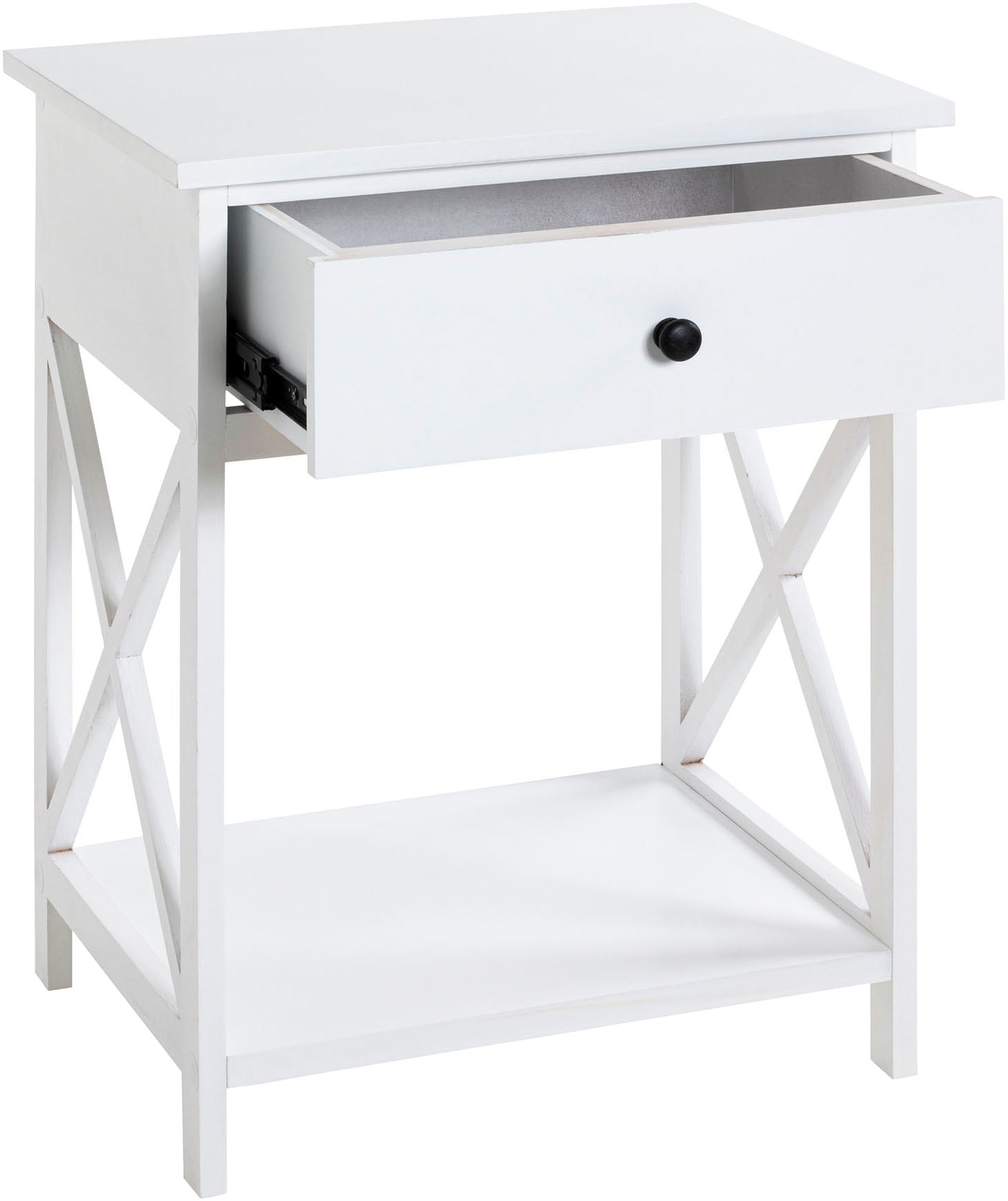 HAKU Beistelltisch »Nachtkonsole, Sofatisch, Wohnzimmertisch« 1 Stk. tlg. rechteckig - aus Massivholz Weiß B/T/H 46/35/60 cm