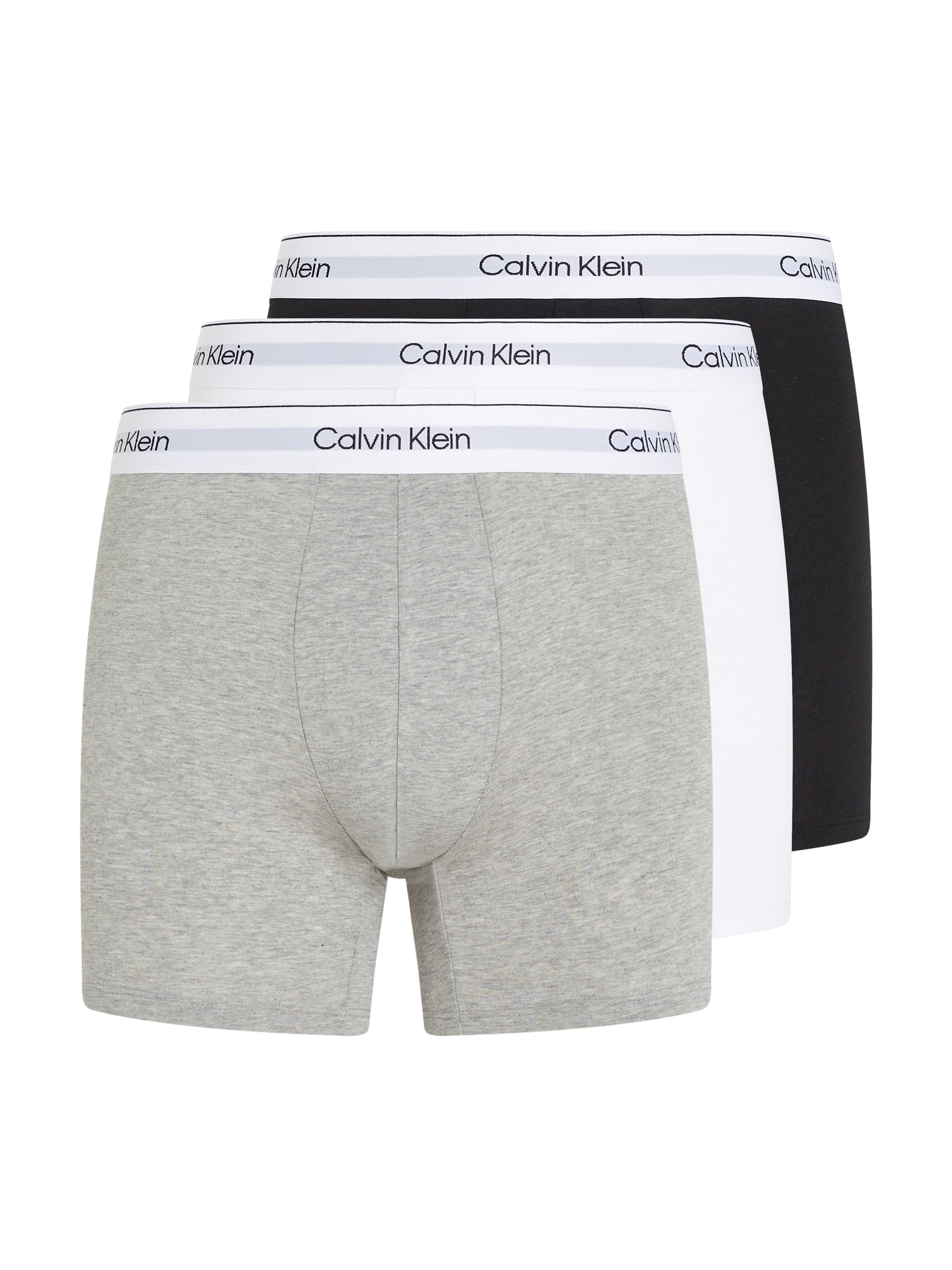 CALVIN KLEIN UNDERWEAR Boxer »BOXER BRIEF 3PK« Packung, 3 Stk. tlg., mit längerem Bein, Logo-Elastikbund (3 Stück) GREY HEATHER, WHITE, BLACK S...
