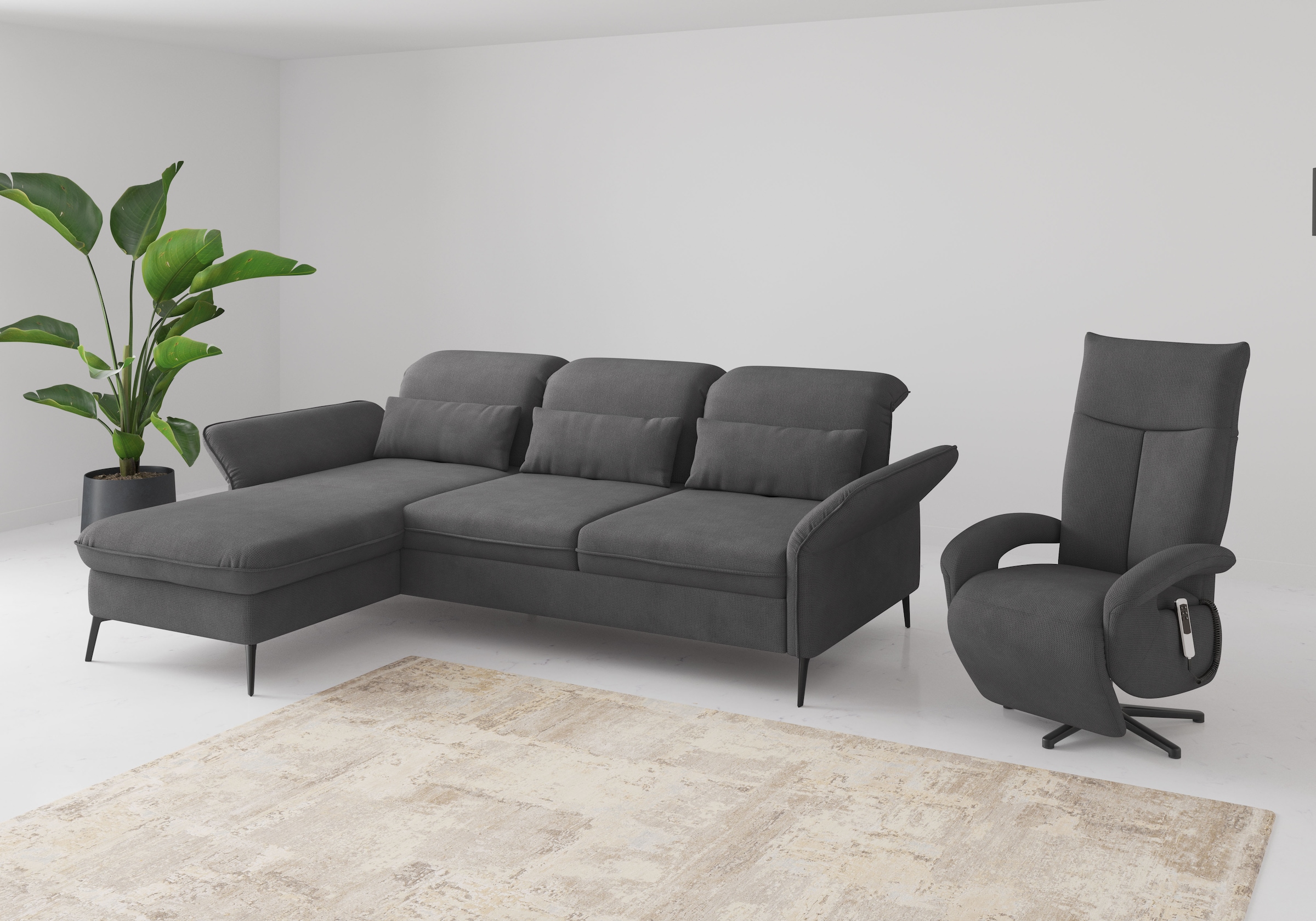 sit&more Ecksofa »Emely, inkl. Sitztiefenverstellung«, wahlweise mit Bettfunktion,Bettkasten,Kopf- & Armteilverstellung