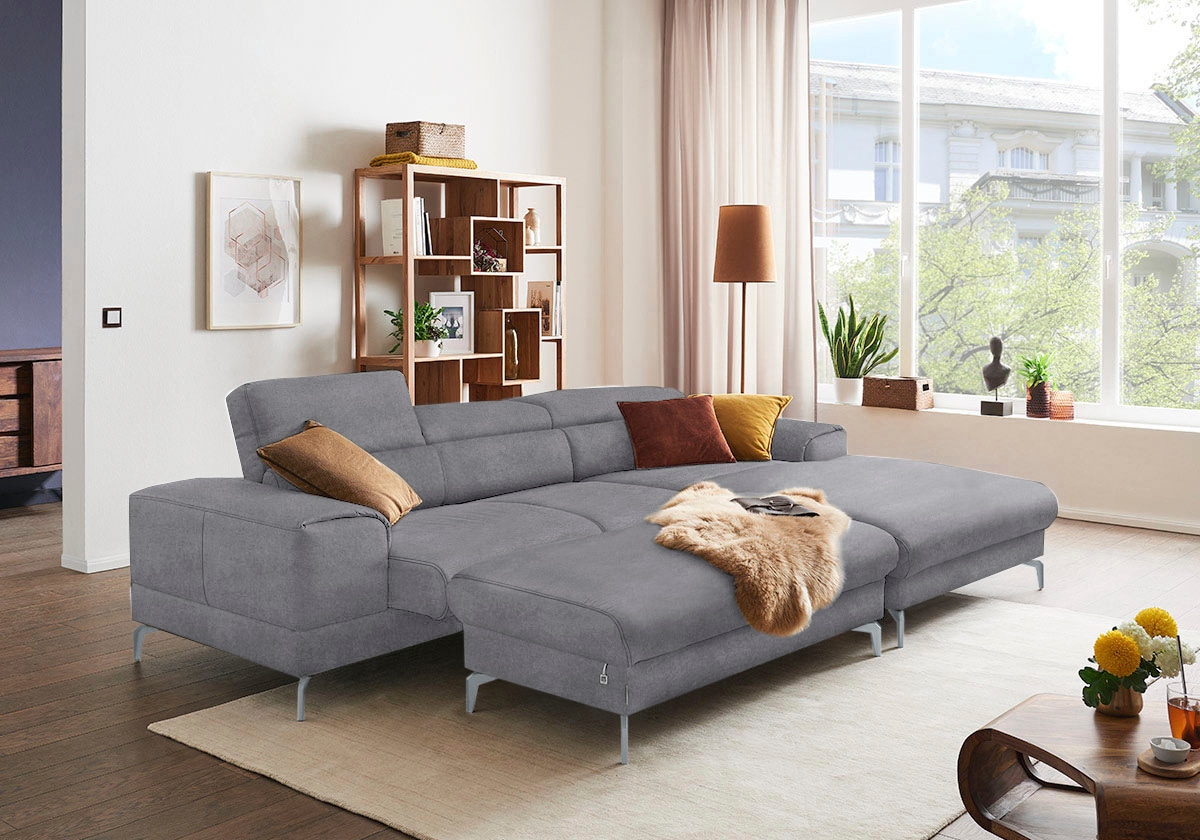 W.SCHILLIG Polsterhocker »piedroo, Designsofa mit tollem Sitzkomfort, bequem, L-Form«, Füße in Silber matt