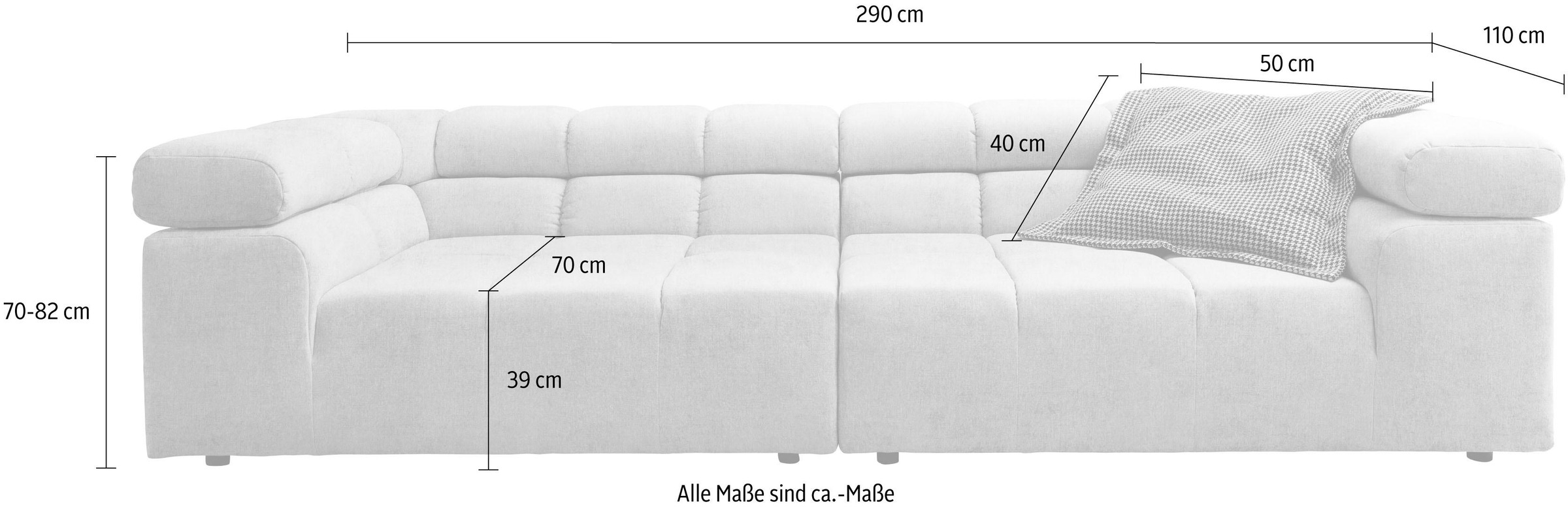 INOSIGN Big-Sofa »Ancona B/T/H: 290/110/70 cm«