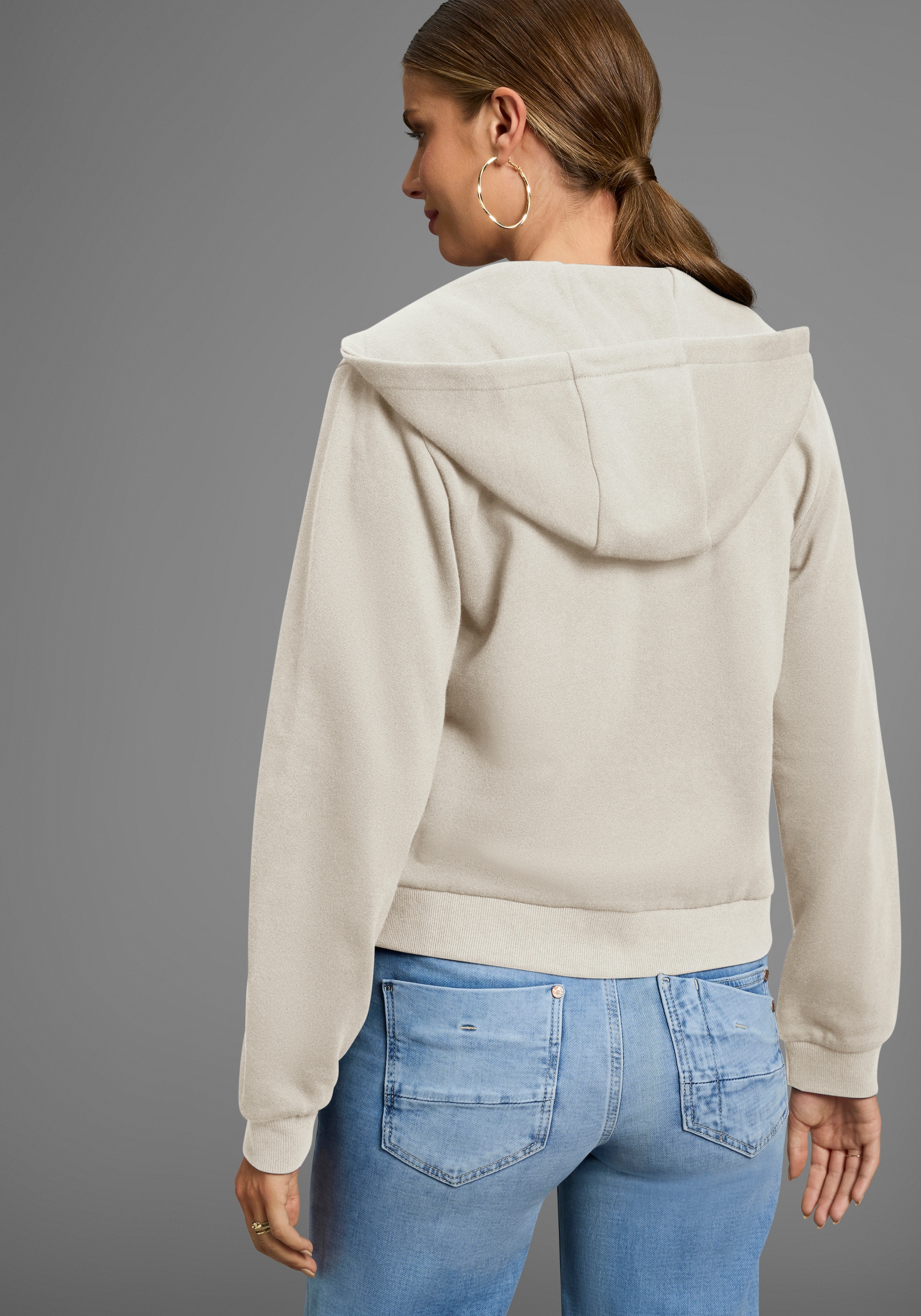 DELMAO Kapuzensweatjacke mit Reißverschluss, Kapuze & Kängurutasche