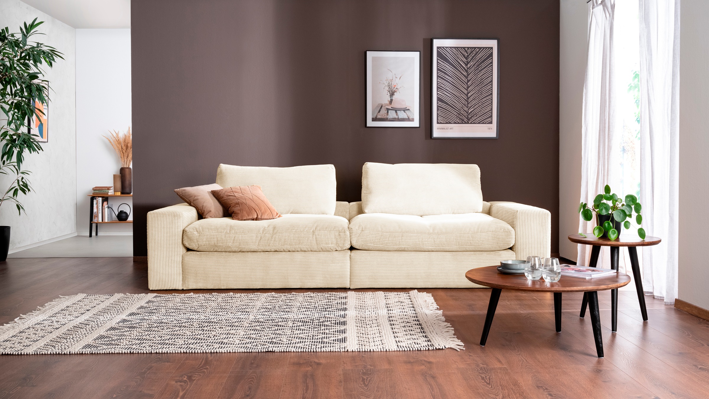 alina Big-Sofa »Sandy«, 266 cm breit und 123 cm tief, in modernem Cordstoff