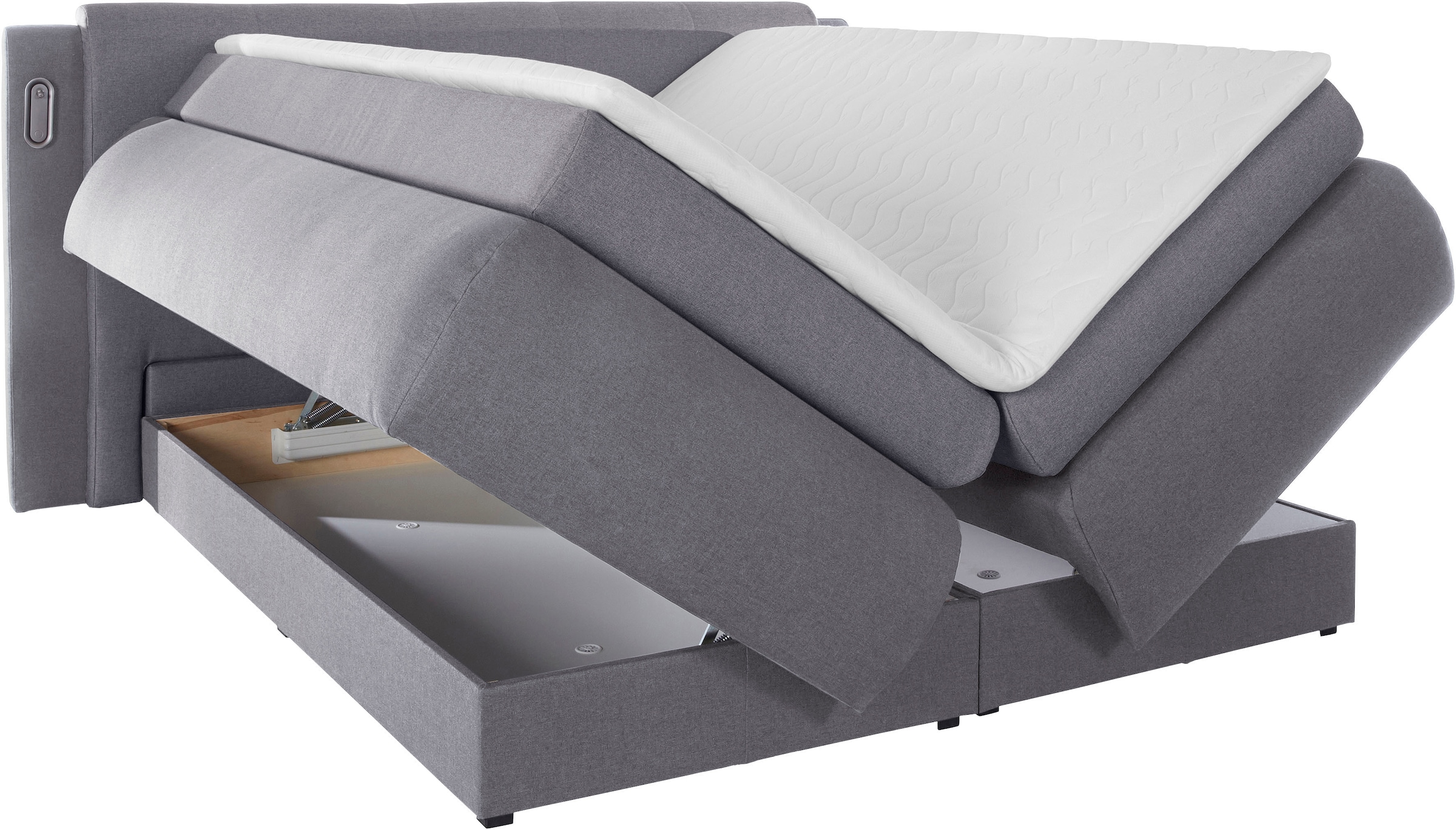 COLLECTION AB Boxspringbett »Borna«, inklusive Bettkasten, LED-Beleuchtung und Topper
