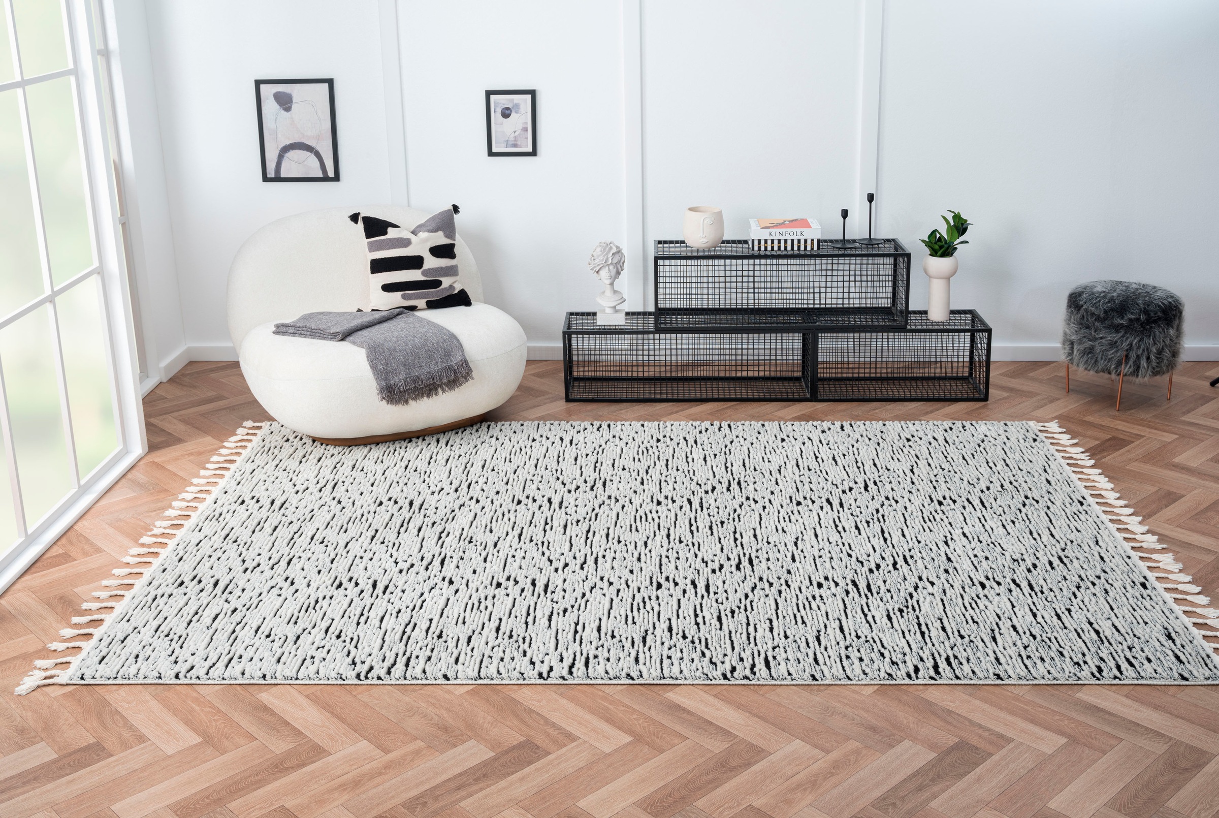 Myflair Möbel & Accessoires Hochflor-Teppich »Moroccan Rockface Lagerräumung«, rechteckig, 24 mm Höhe, modern, marokkanisches Design, meliert, flauschig weich, mit Fransen