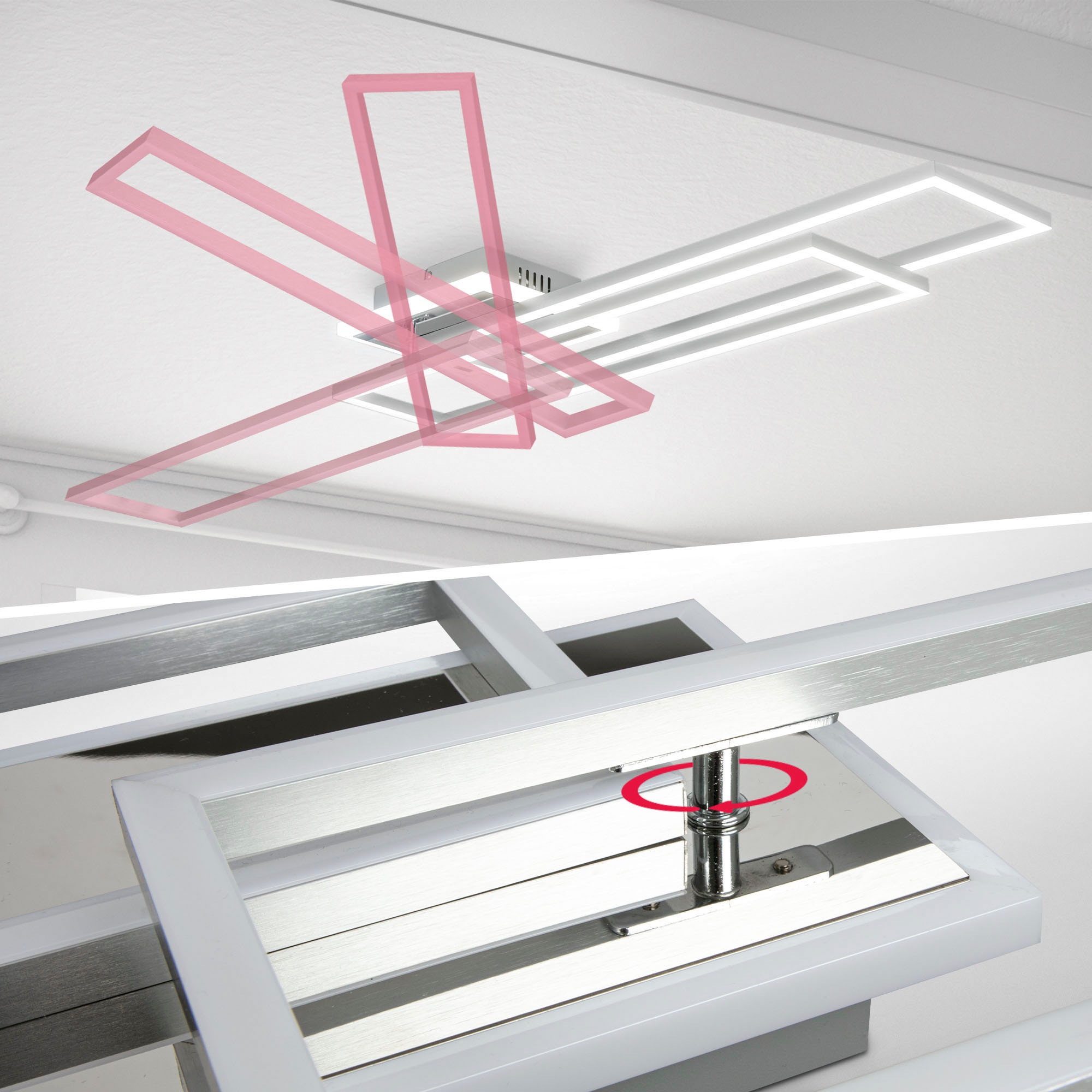 B.K.Licht LED Deckenleuchte inkl. Mittelbeleuchtung, mit Fernbedienung, inkl. LED-Platine 40 Watt, 5.200lm, 2.700 - 6.500K einstellbar/dimmbar. inkl. Nachtlichtfunktion