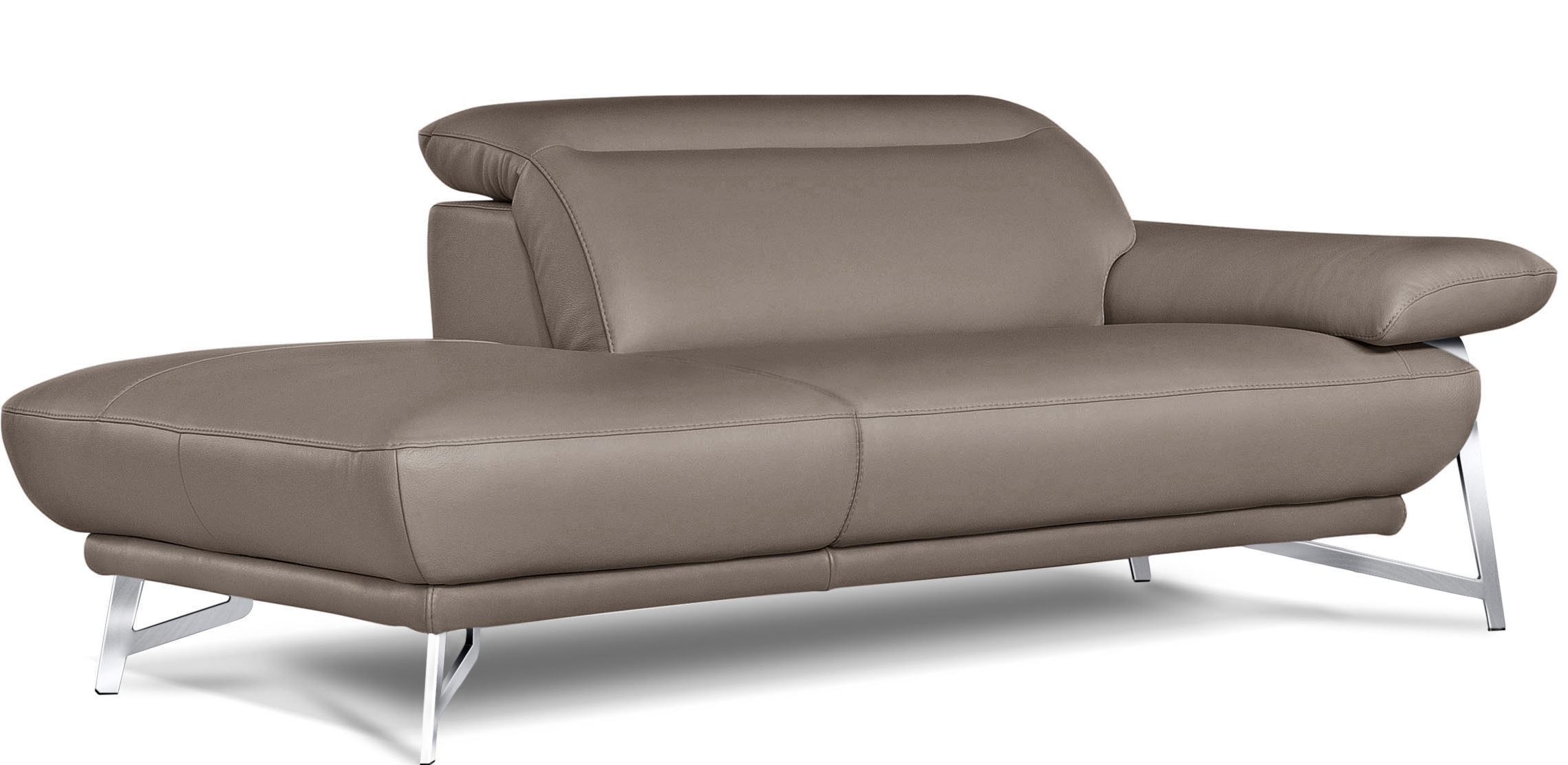 Egoitaliano Sofa »Anais, erstklassiger Sitzkomfort, Fußfarbe chrom«, Set, Kopfteil verstellbar, Leder BACIO, safari