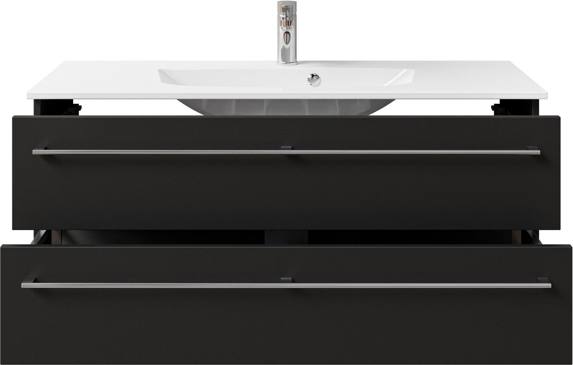 Saphir Waschtisch »Serie 6025 Mineralmarmor-Waschtisch mit Unterschrank, 117 cm breit«, Waschplatz mit 2 Schubladen, hängend, verschiedene Ausführungen