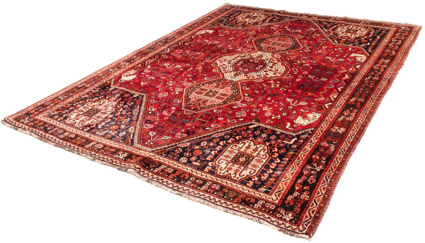 Wollteppich „Shiraz Medaillon Rosso 260 x 193 cm“, rechteckig, Unikat mit Zertifikat Rot 10 mm B/L: 193 cm x 260 cm – 10 mm