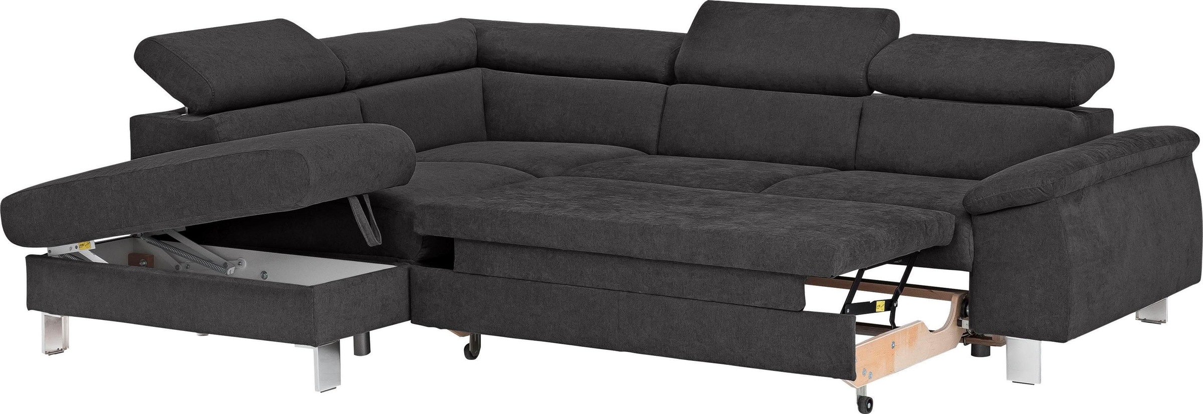 COTTA Ecksofa »Komaris L-Form, B: 249 cm«, mit Kopfteilverstellung, optional Bettfunktion, Bettkasten & Licht
