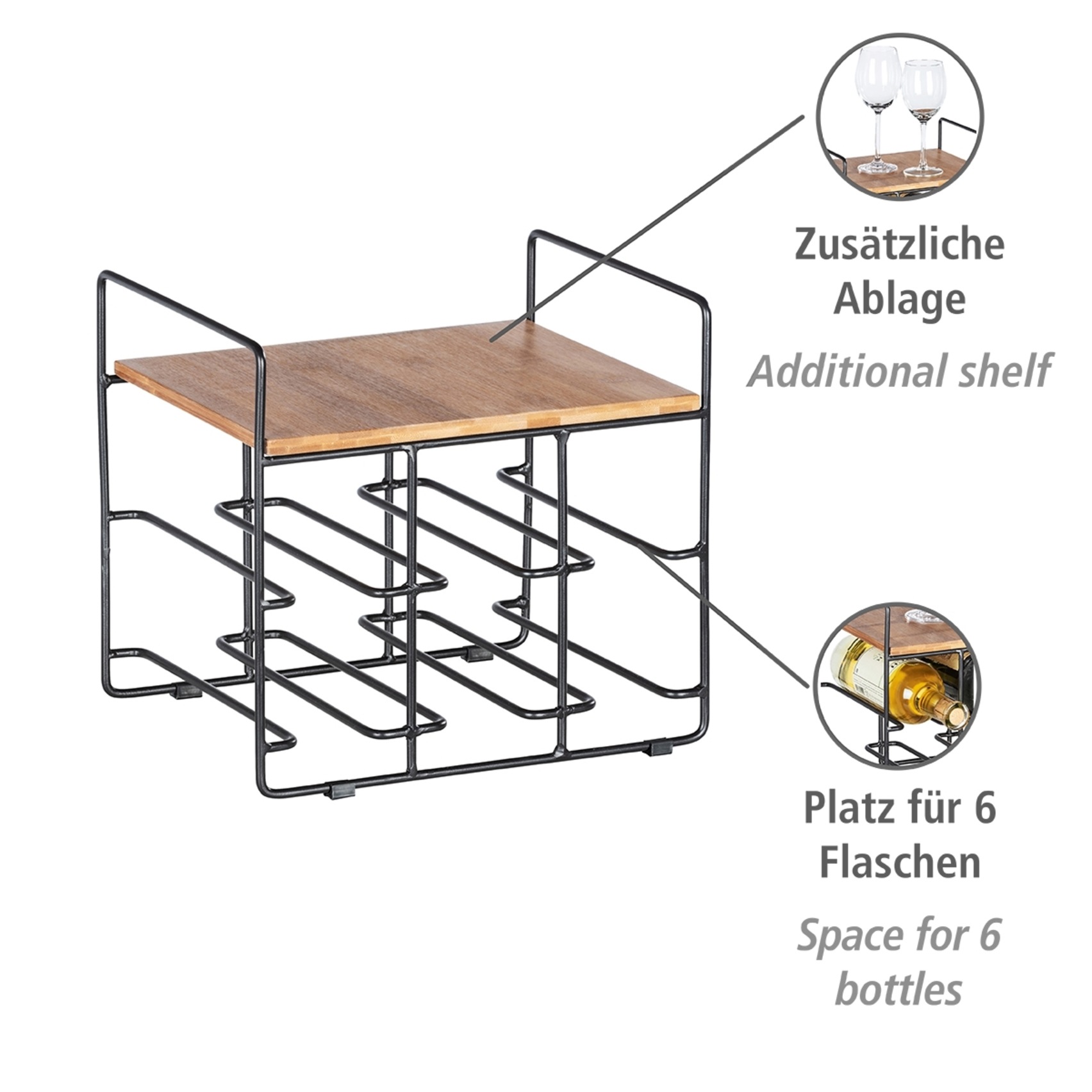 WENKO Weinflaschenhalter »Modell Loft«, Flaschenregal für 6 Flaschen mit Ab günstig online kaufen