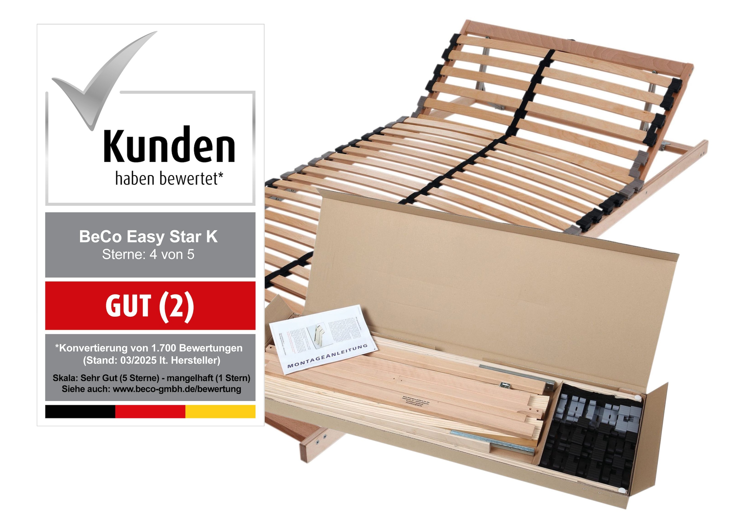 BECO Lattenrost »Easy Star K« Lattenrost für Doppelbetten geeignet, Lattenrost in diversen Größen B/L: 140 cm x 200 cm