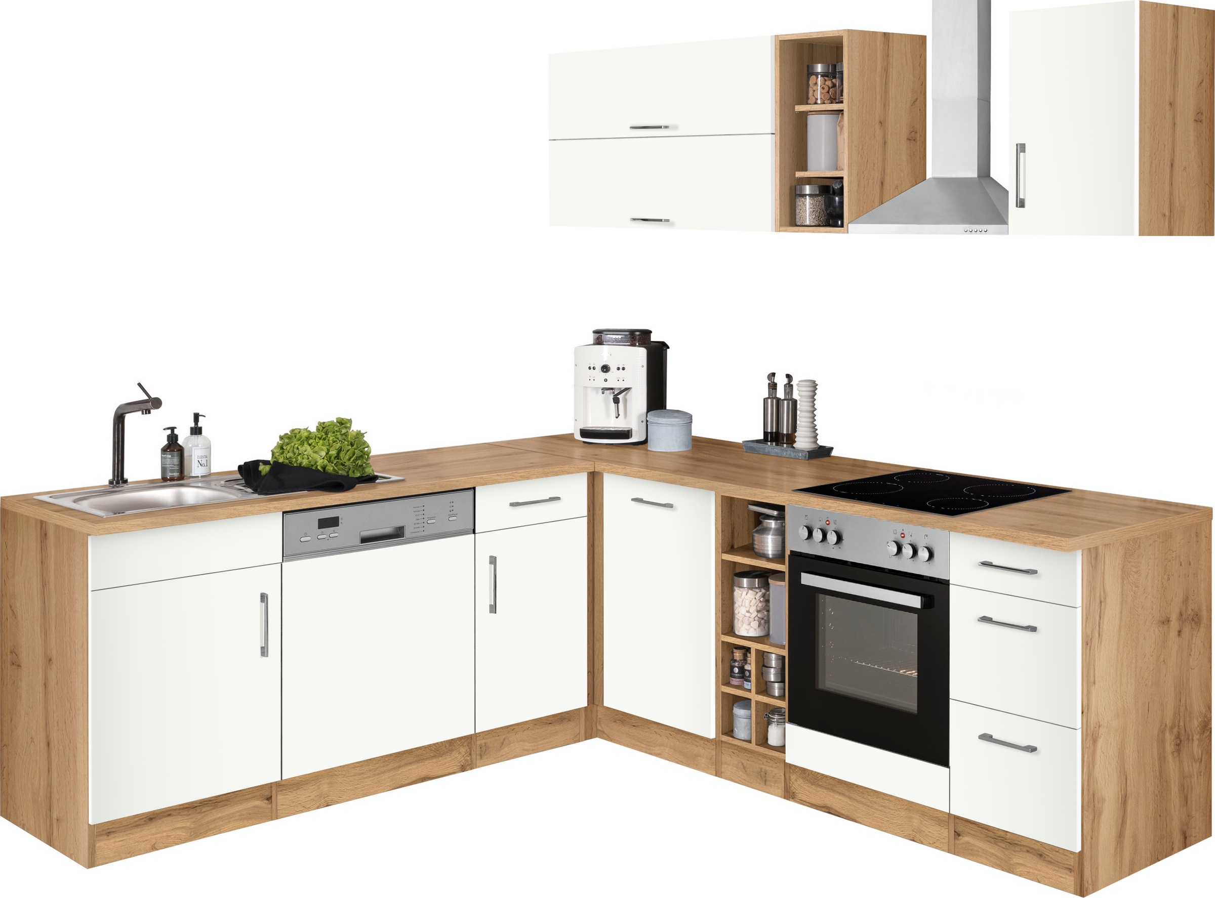 KOCHSTATION Winkelküche »KS-Colmar«, mit E-Geräten, Stellbreite 210/240 cm günstig online kaufen