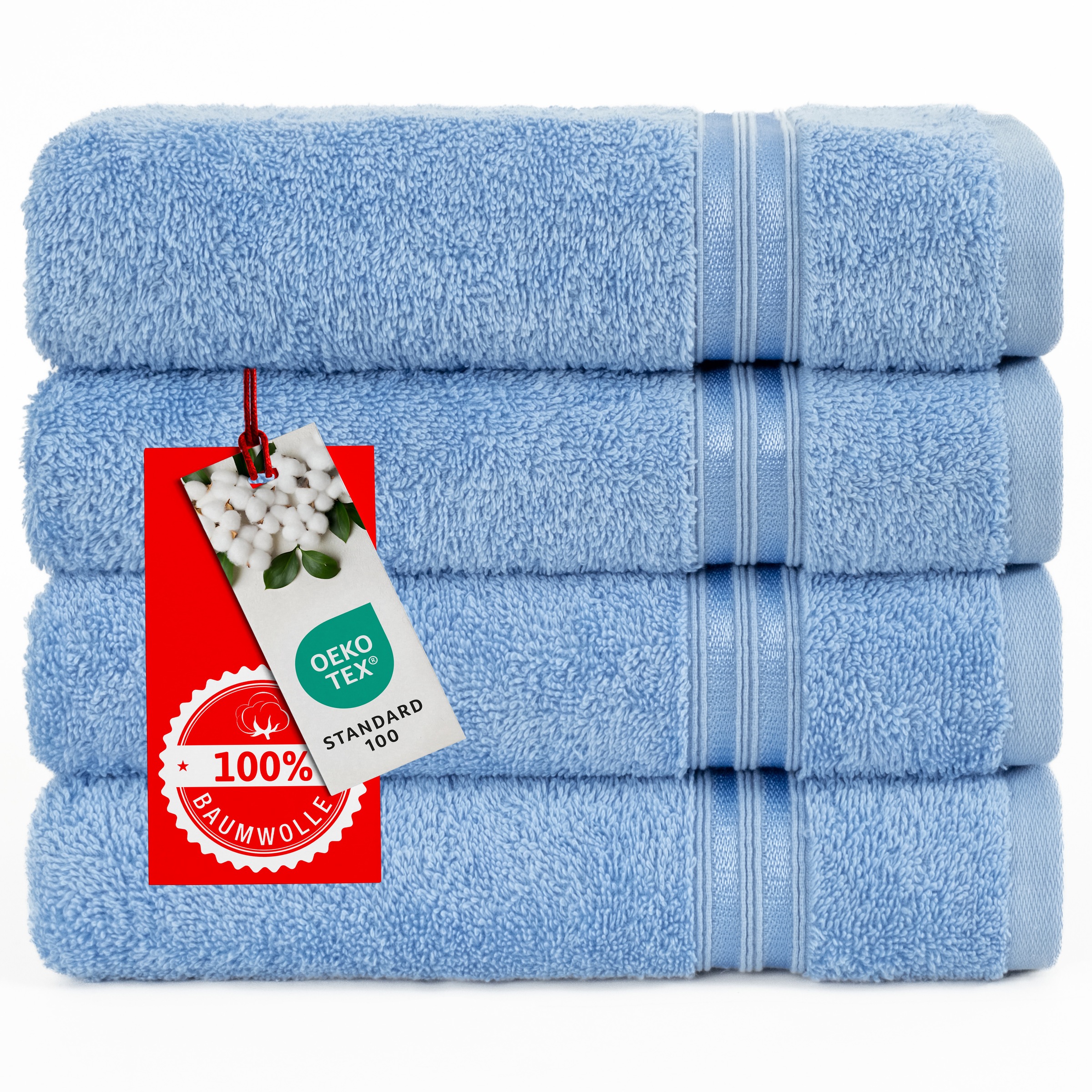 HAMMETEX Handtuch Set »4er Set Handtücher 50x100 cm, 100% Baumwolle, Weich & Saugstark«, (Set, 4 St., 4), mit Bordüre, einfarbig, weich
