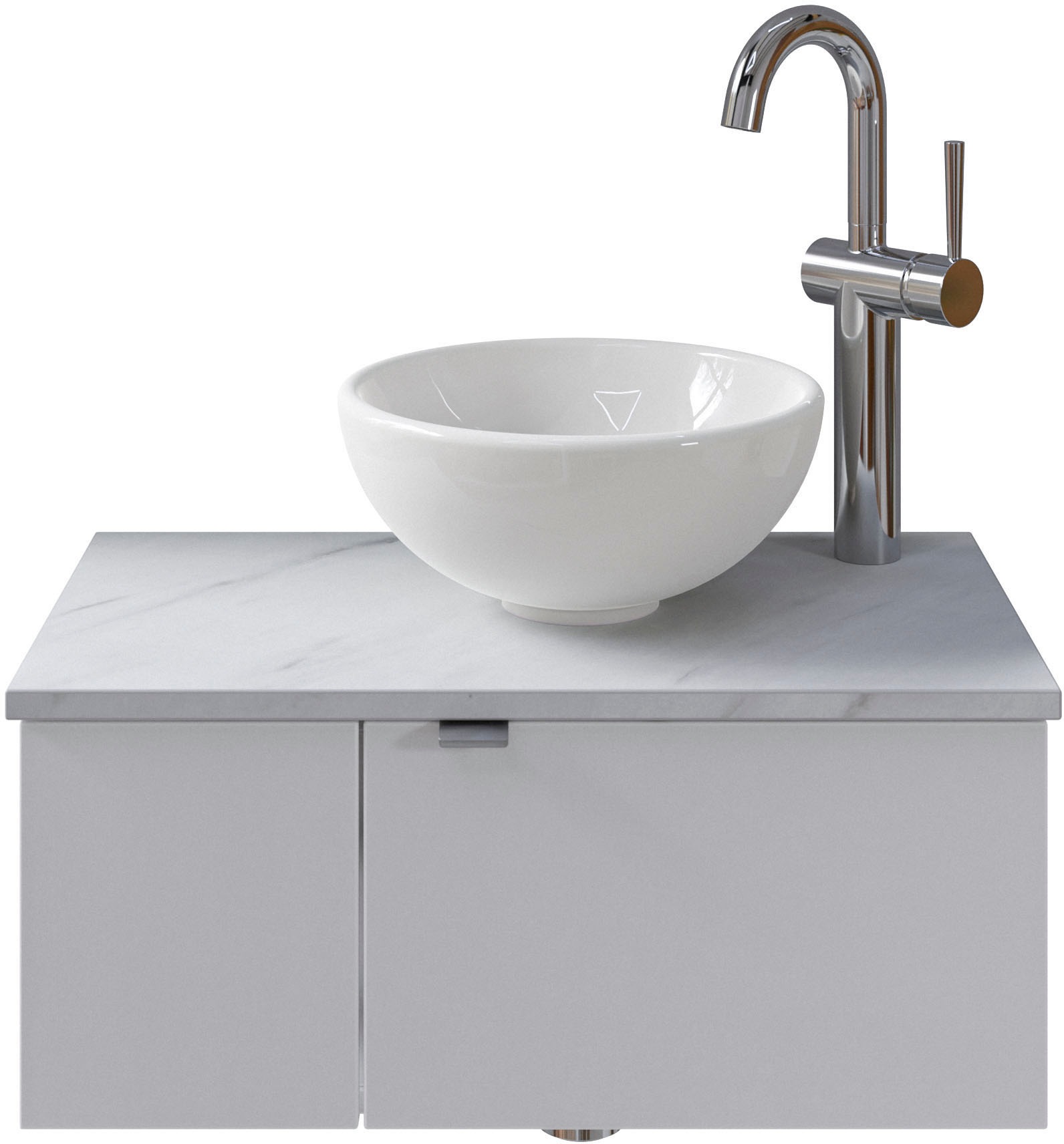 Saphir Waschtisch »Serie 6915 Waschschale mit Unterschrank für Gästebad, Gäste WC«, 61 cm breit, 2 Türen, offenes Fach, kleine Bäder, ohne Armatur