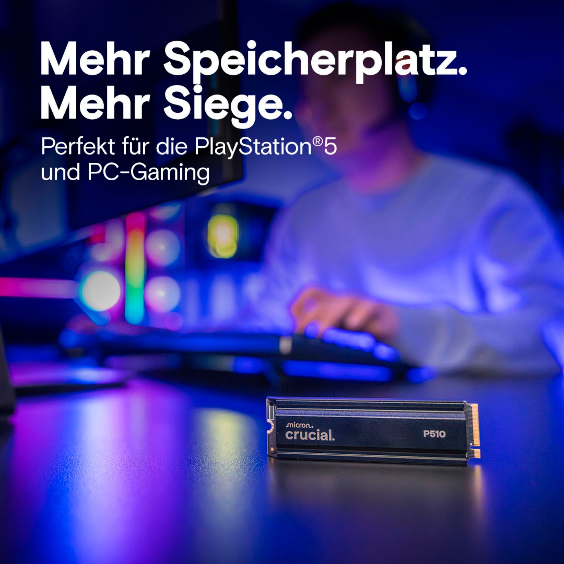 Crucial SSD-Festplatte »P510 Gen5 2280 2TB mit Heatsink« 2000 GB Anschluss M.2 (2880)