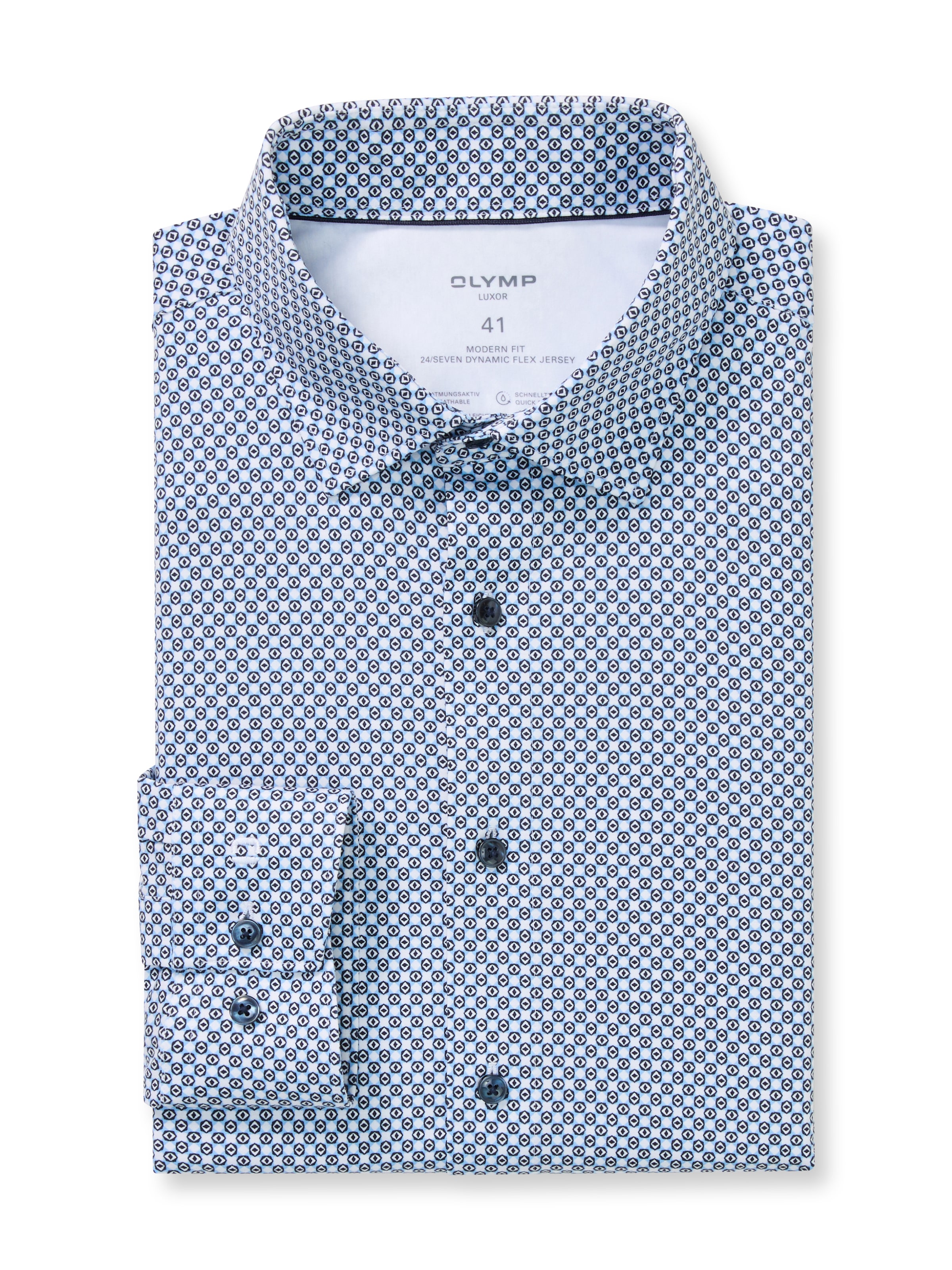 OLYMP Langarmhemd »Luxor 24/Seven« Businesshemd, modern fit, New Kentkragen, gemustert, bügelleicht