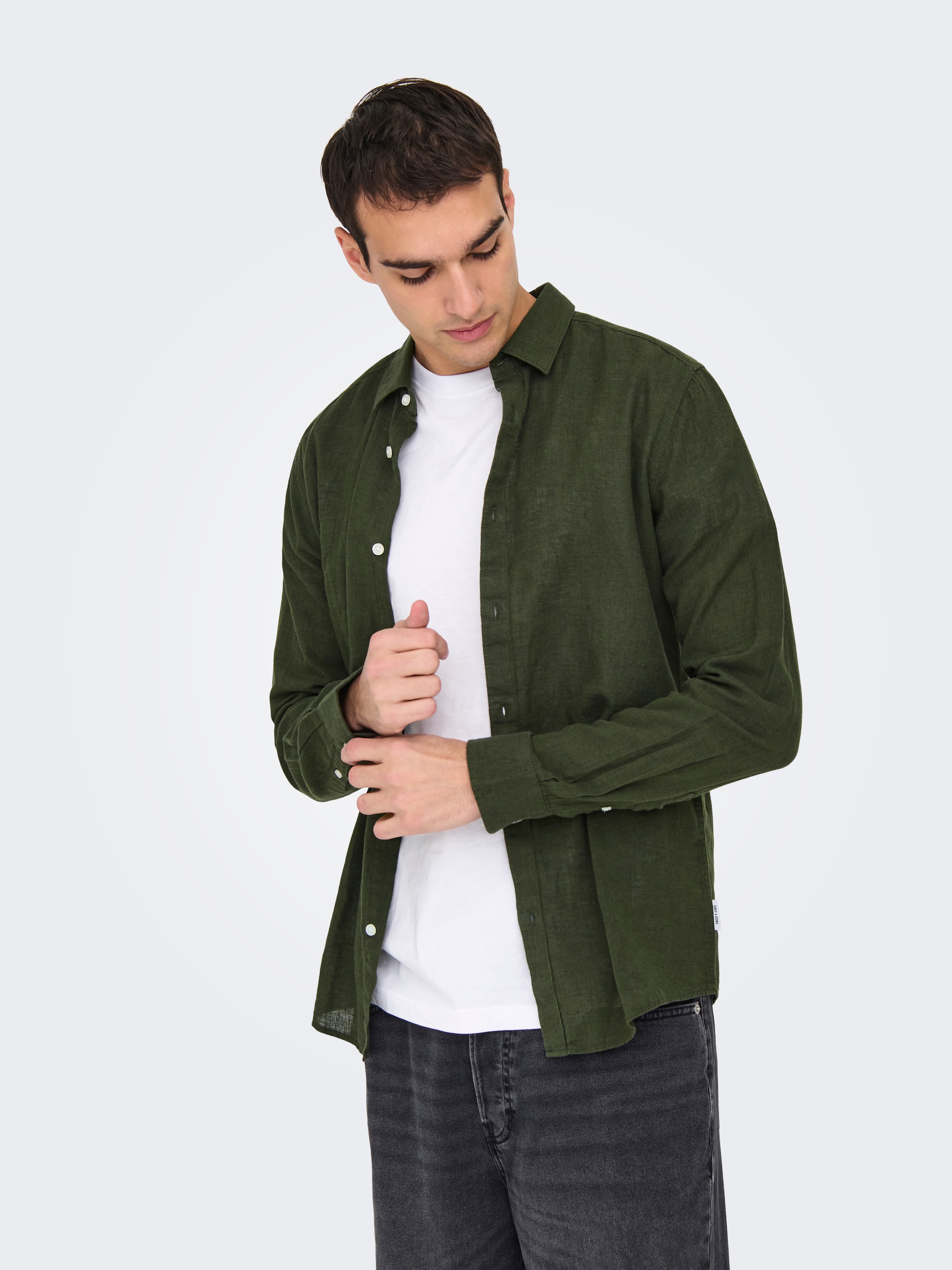 ONLY & SONS Langarmhemd »ONSCAIDEN LS SOLID LINEN SHIRT NOOS«
