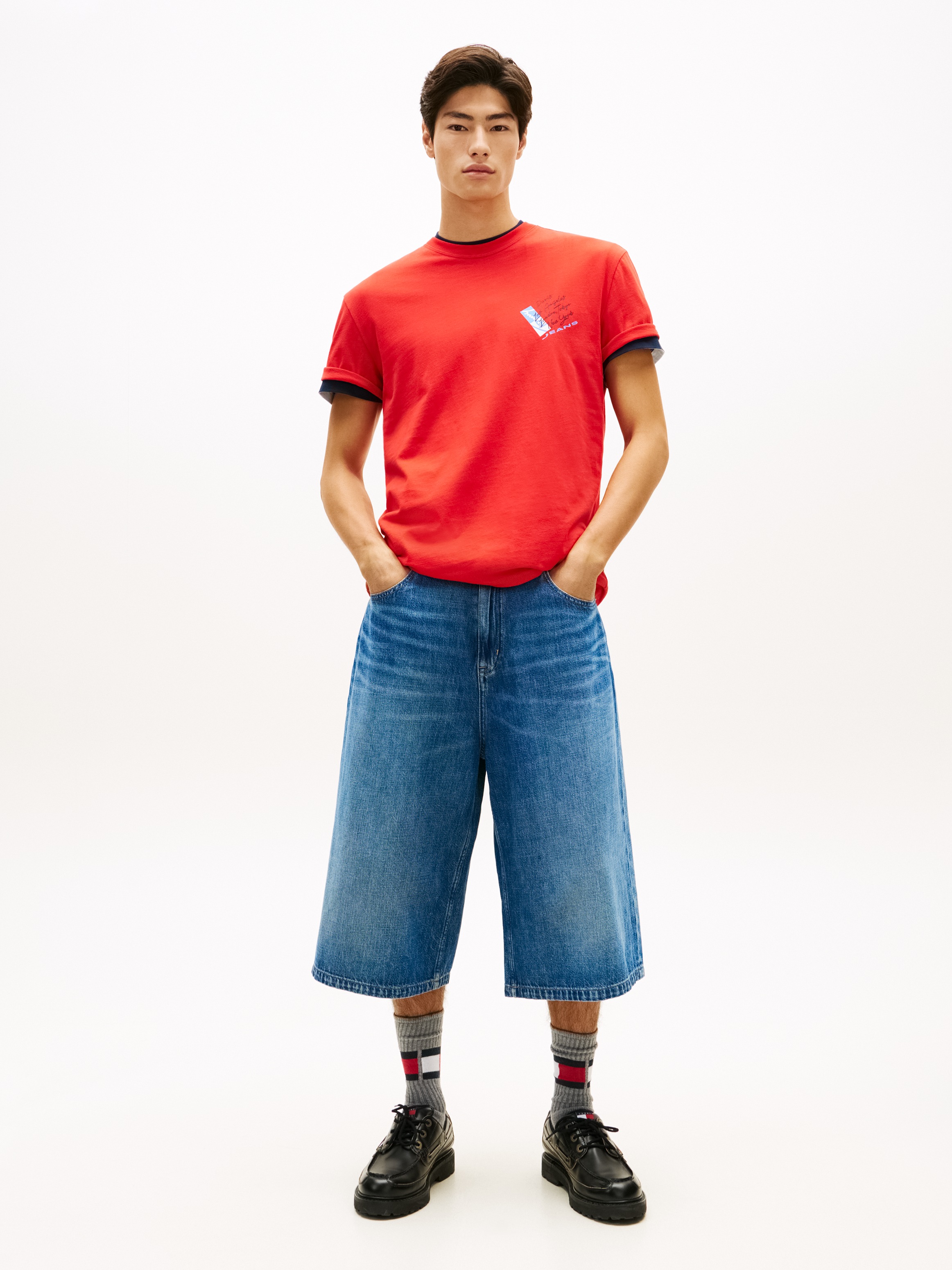 Tommy Jeans T-Shirt »TJM REGULAR FIT SIGN SHIFT« mit Label-Print, Baumwoll-Jersey