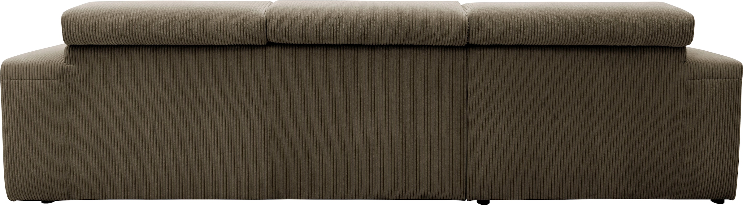 DOMO collection Ecksofa »Brandon B/T: 289/177 cm, belastbar bis 140kg/ Sitz, L-Form«, ohne Sitztiefenverstellung, Cord, schlamm