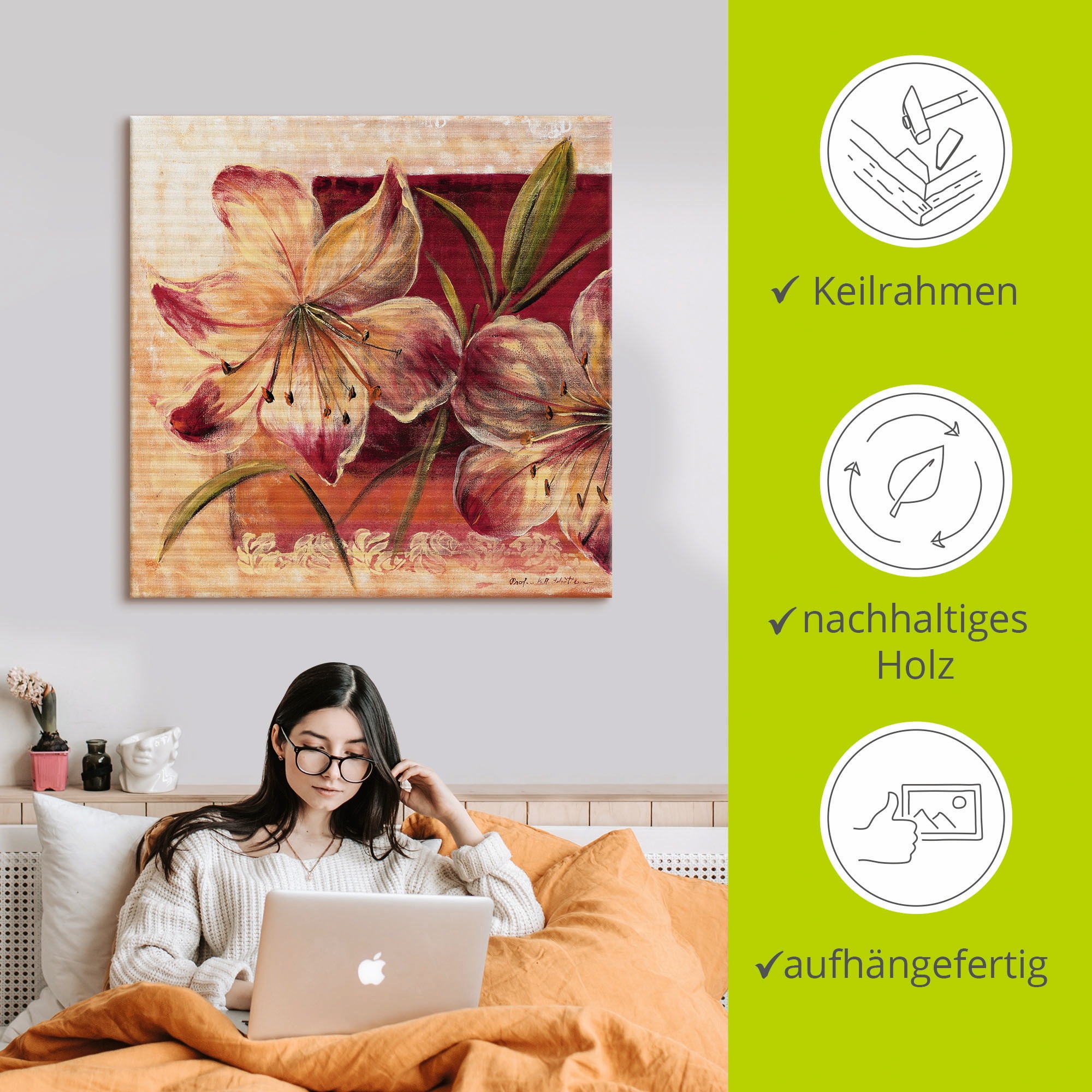 Artland Wandbild »Klassische Blumen III«, Blumen, (1 St.), als Leinwandbild, Wandaufkleber in verschied. Größen