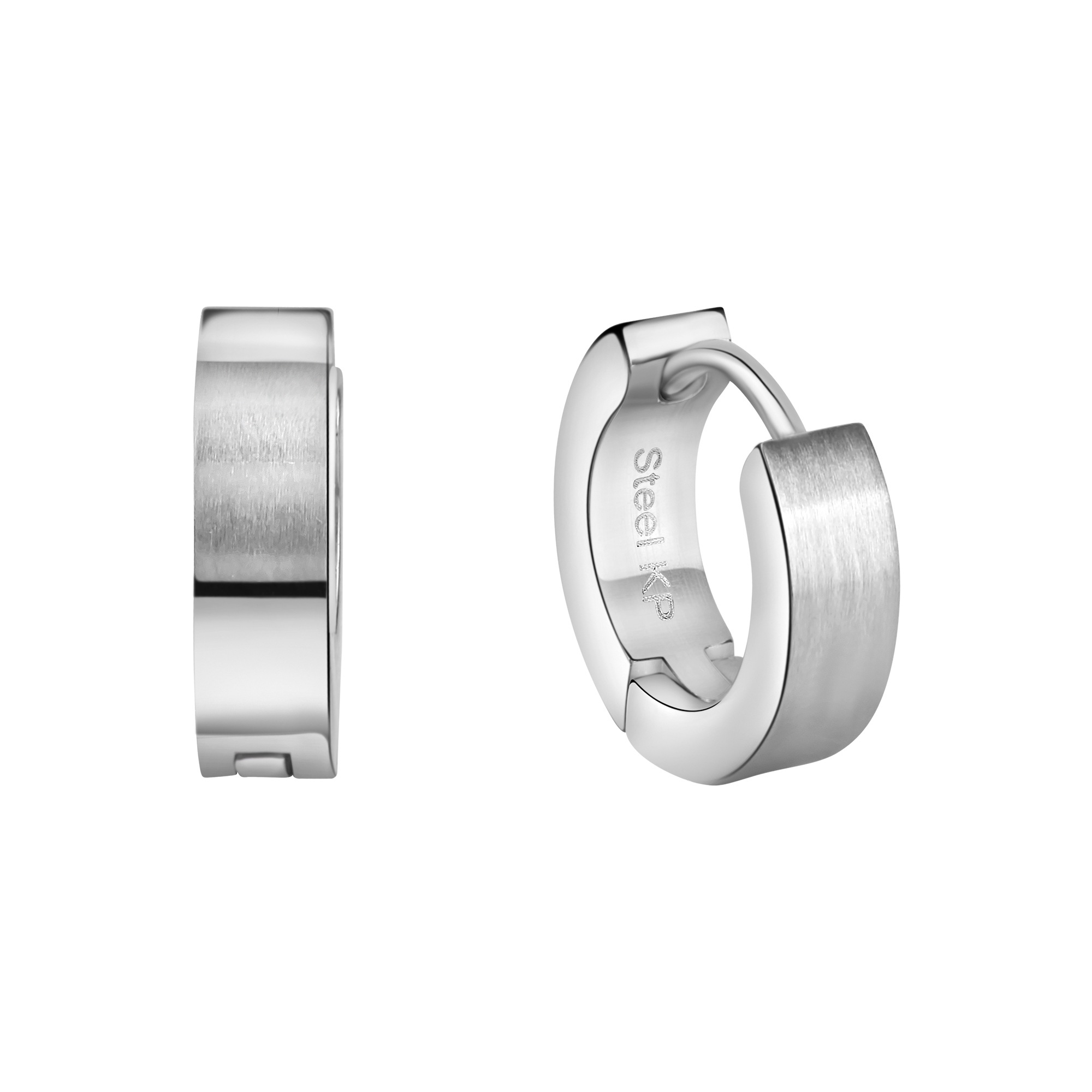 ZEEME Paar Creolen »Edelstahl Ø 13mm matt« weiß