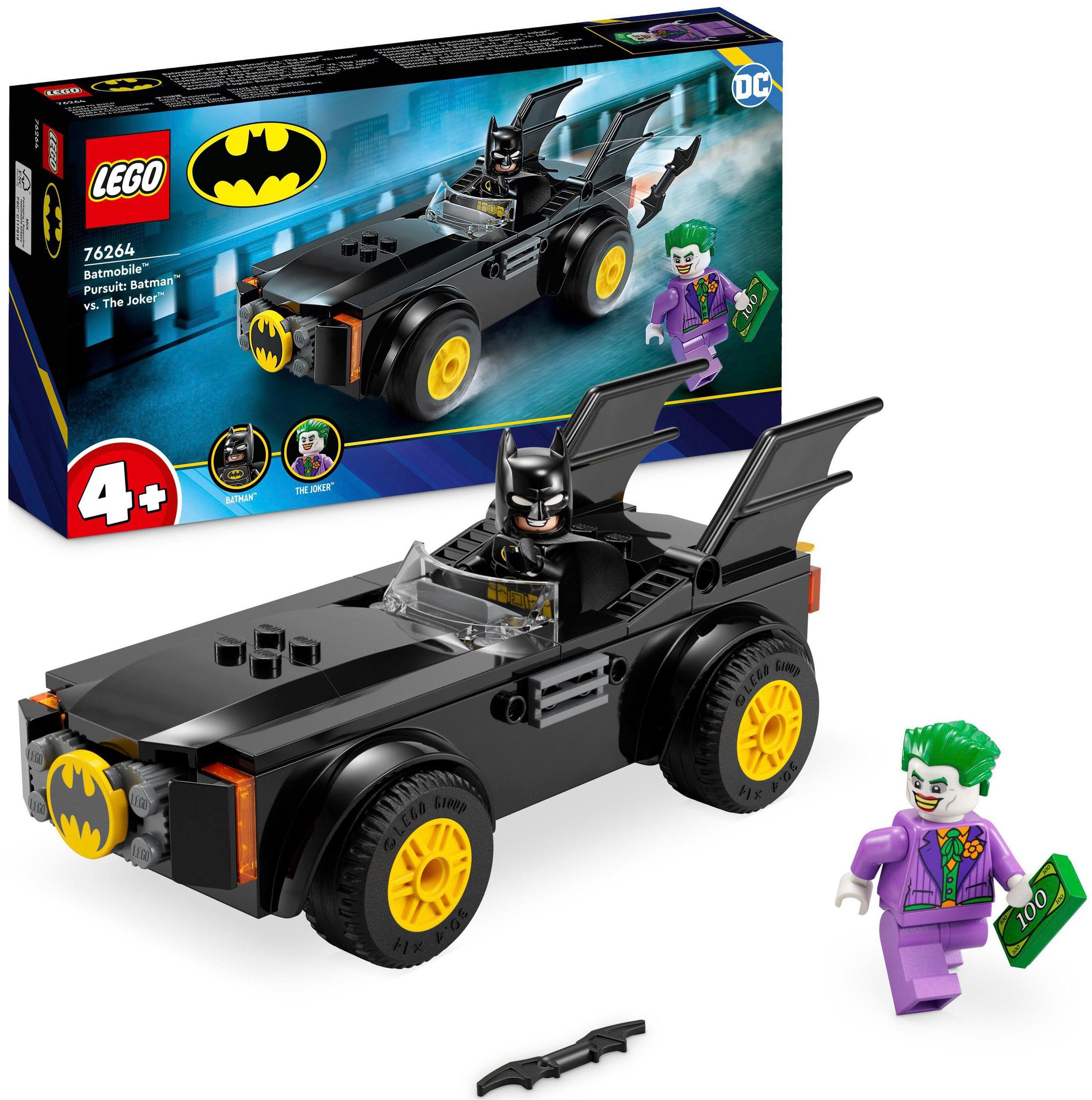 LEGO® Konstruktionsspielsteine »Verfolgungsjagd im Batmobile: Batman vs. Joker  (76264), LEGO® DC«, (54 St.), Made in Europe