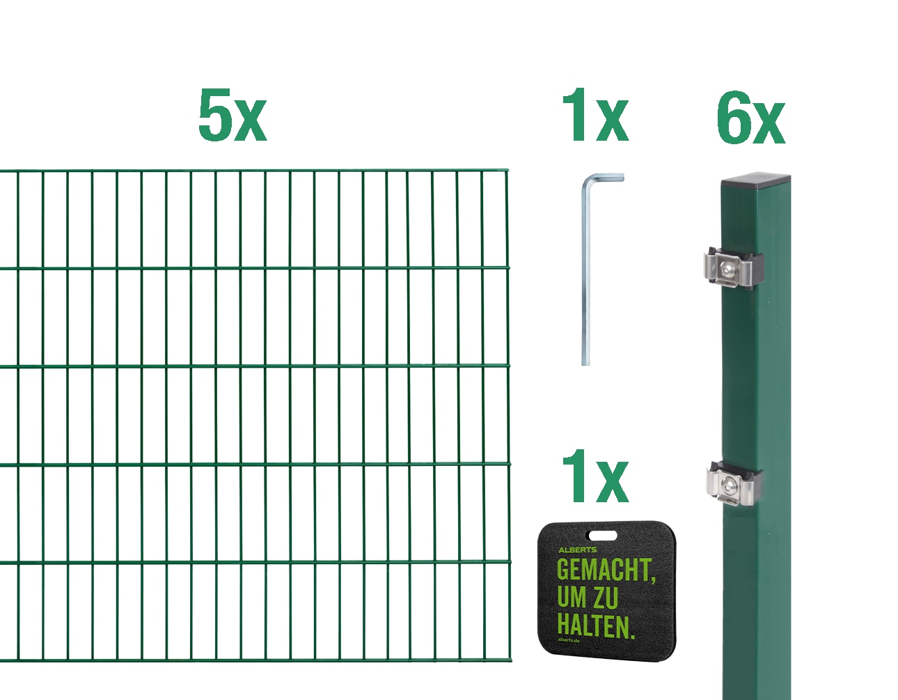 Alberts Doppelstabmattenzaun »Grundset«, Höhe: 80-160 cm, Gesamtlänge: 4-30 m, zum Einbetonieren