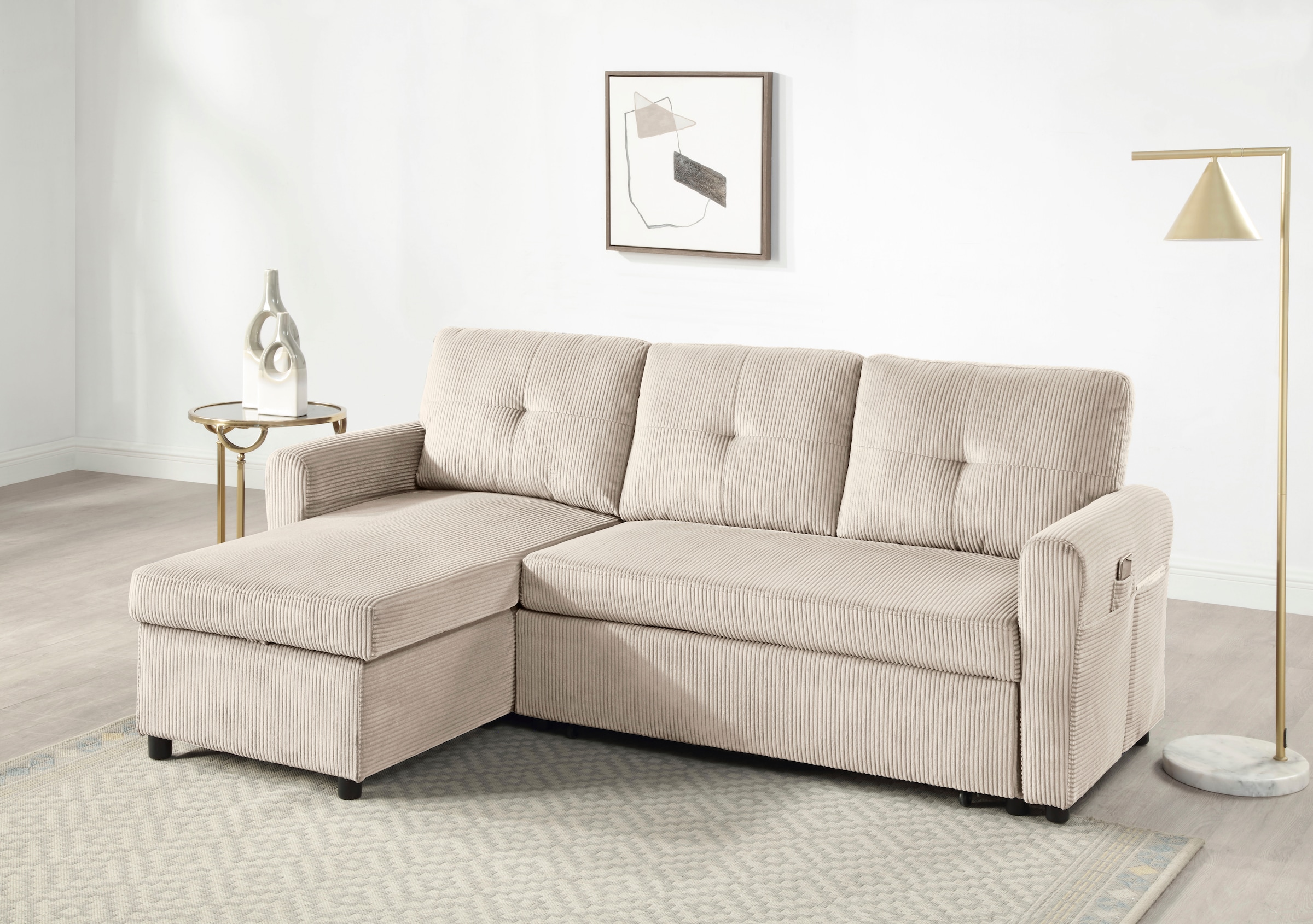 ATLANTIC home collection Schlafsofa »Gustavo L-Form, B: 199 cm« mit Bettfun günstig online kaufen