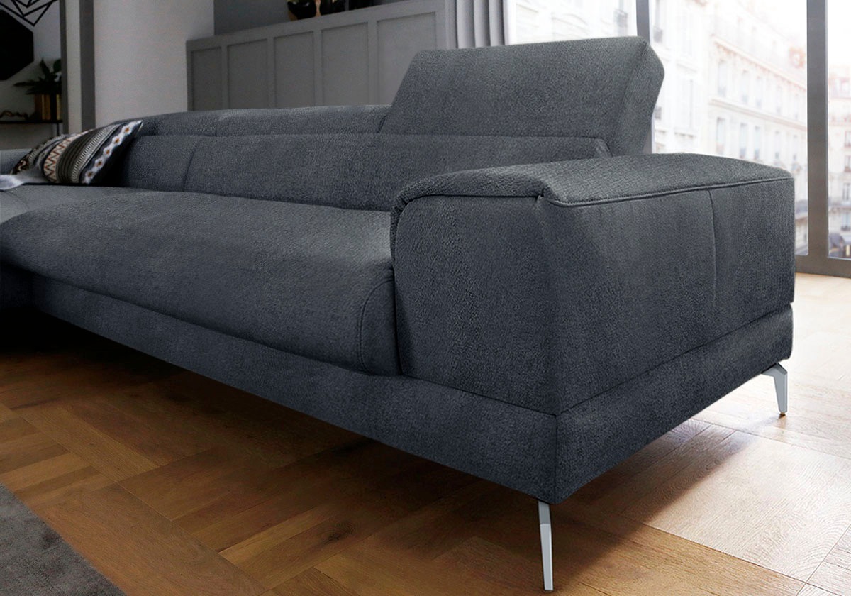 W.SCHILLIG Ecksofa »piedroo, Designsofa mit tollem Sitzkomfort, bequem und elegant, L-Form« Kopfteilverstellung, wahlweise mit Sitztiefenverstellung, Breite 343cm