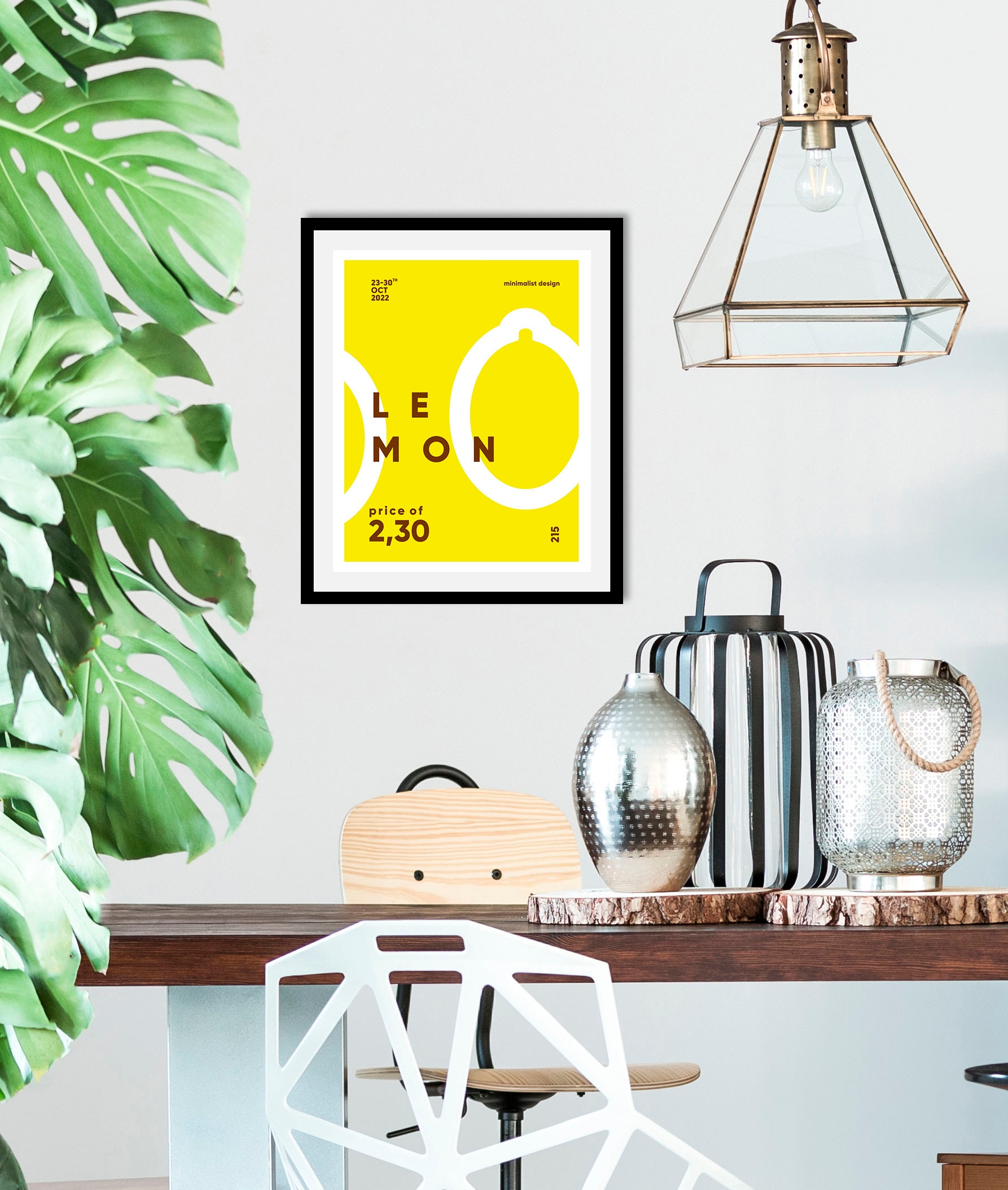 queence Bild »Lemon«, Obst-Obst Bilder-Schriftzug-Figuren-Abstrakt, (1 St.), gerahmt