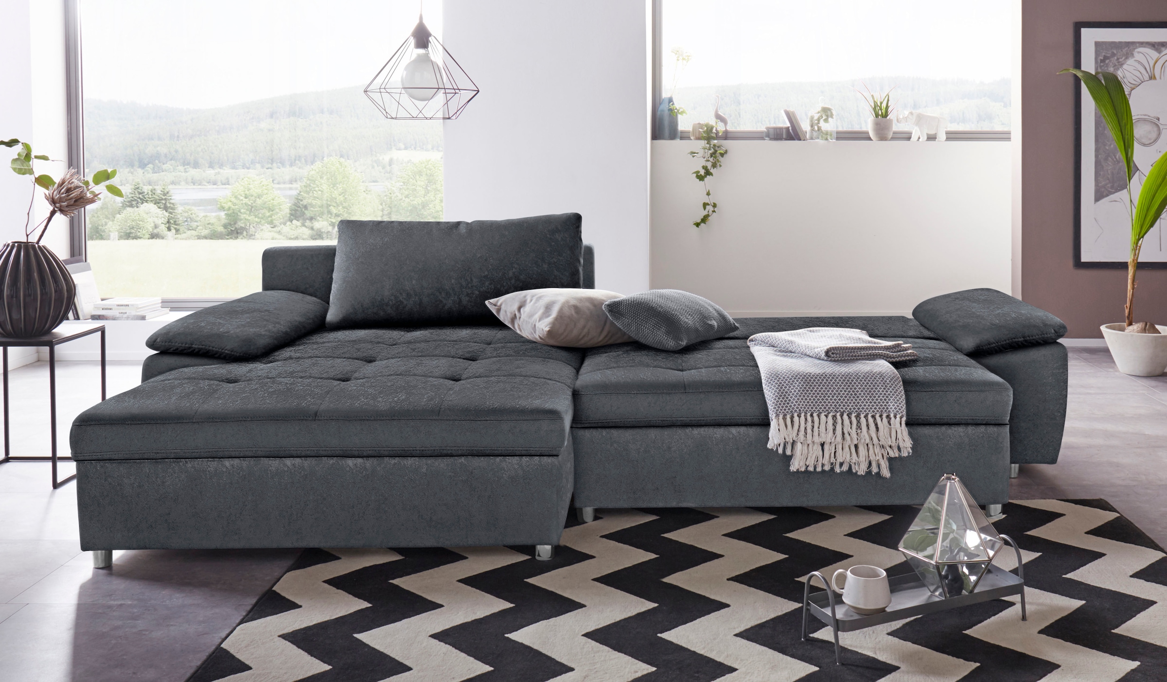 sit&more Ecksofa »Labene L-Form«, wahlweise mit Bettfunktion und Bettkasten, auch als XXL-Variante