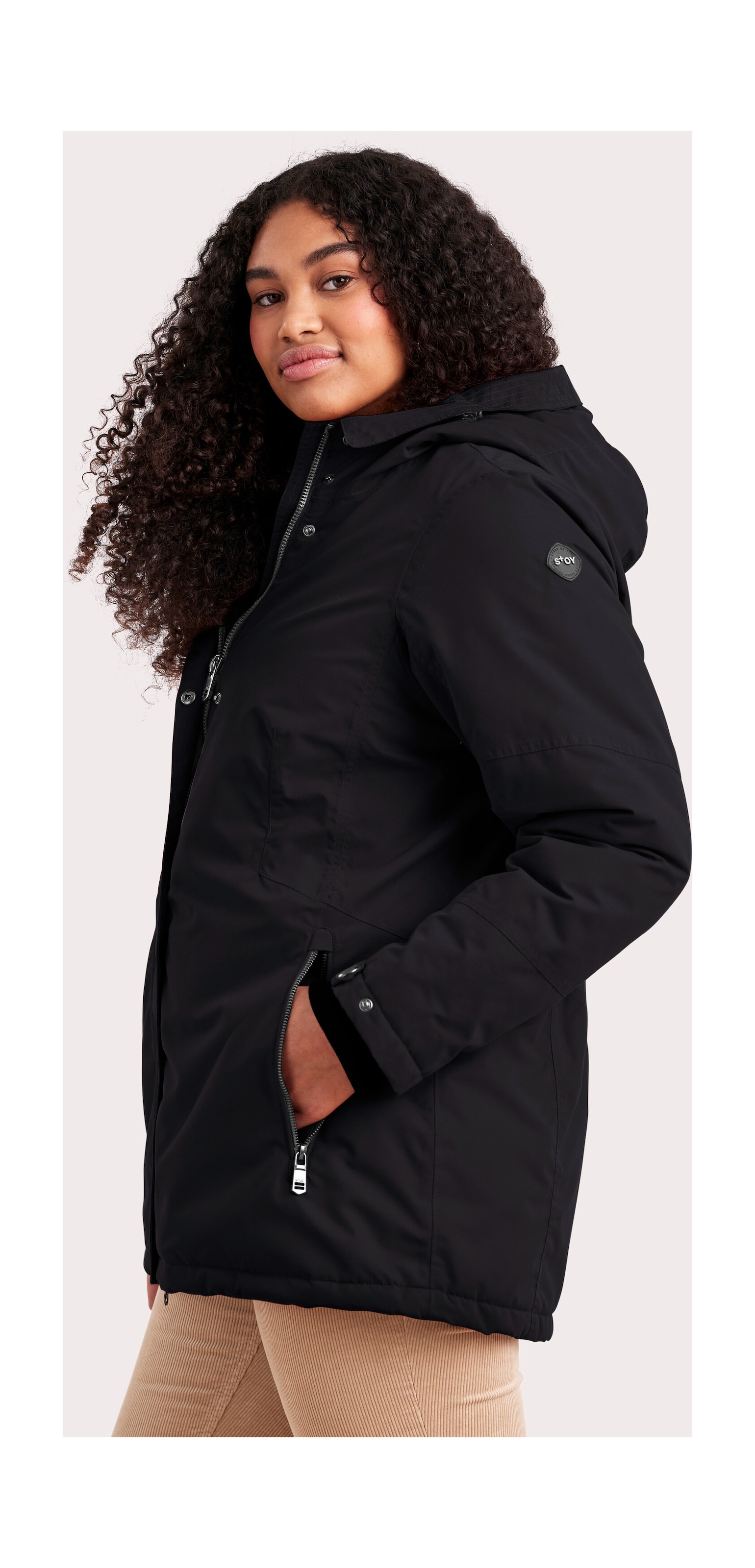 STOY Funktionsjacke »STW 4 WMN JCKT« Wasserdichte, atmungsaktive Jacke mit Teddy Fleece und abnehmbarer Kapuze