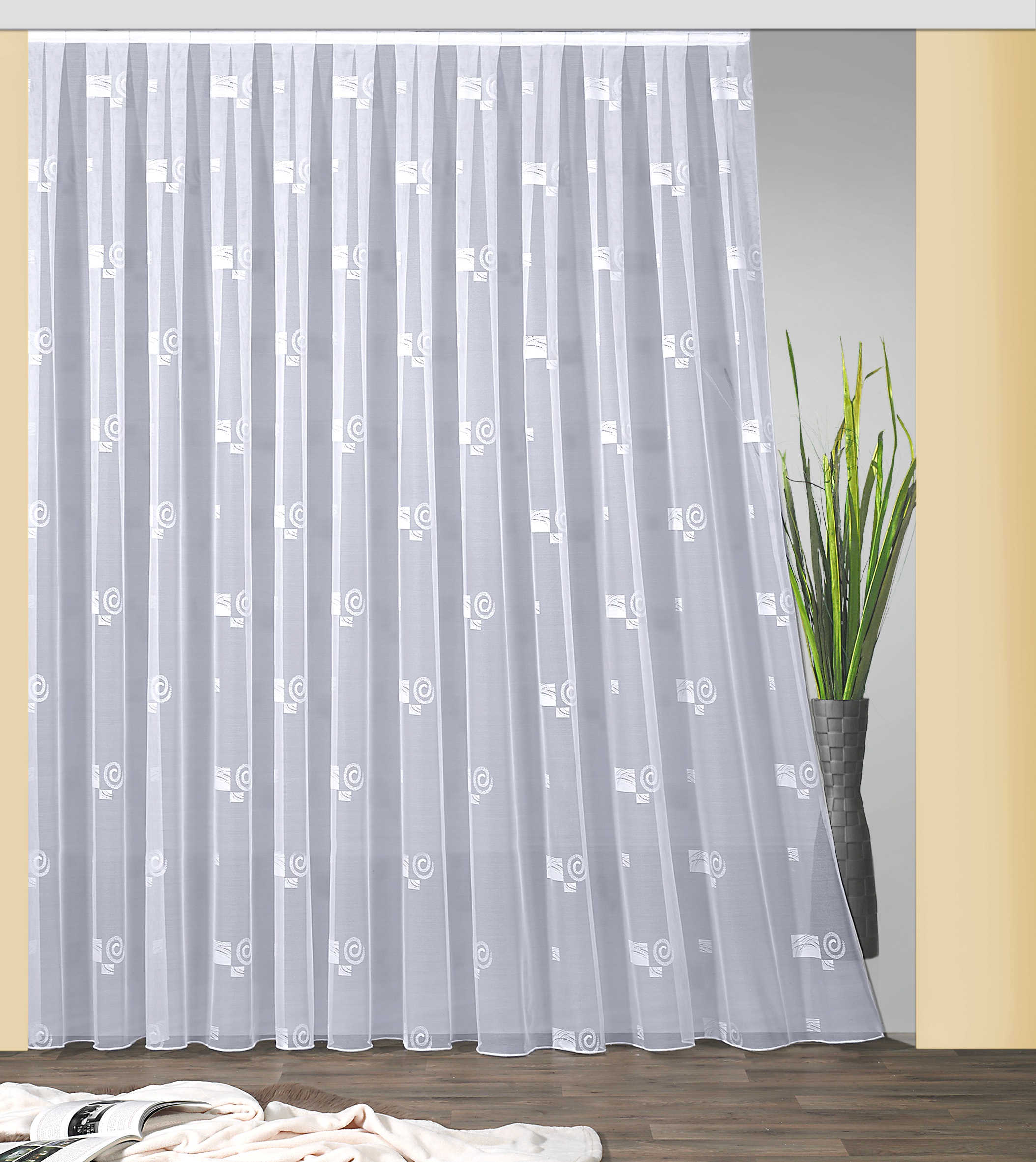 Weckbrodt Gardine »Jacquardstore BL-MW«, (1 St.), feste Falten, Jacquard, A günstig online kaufen