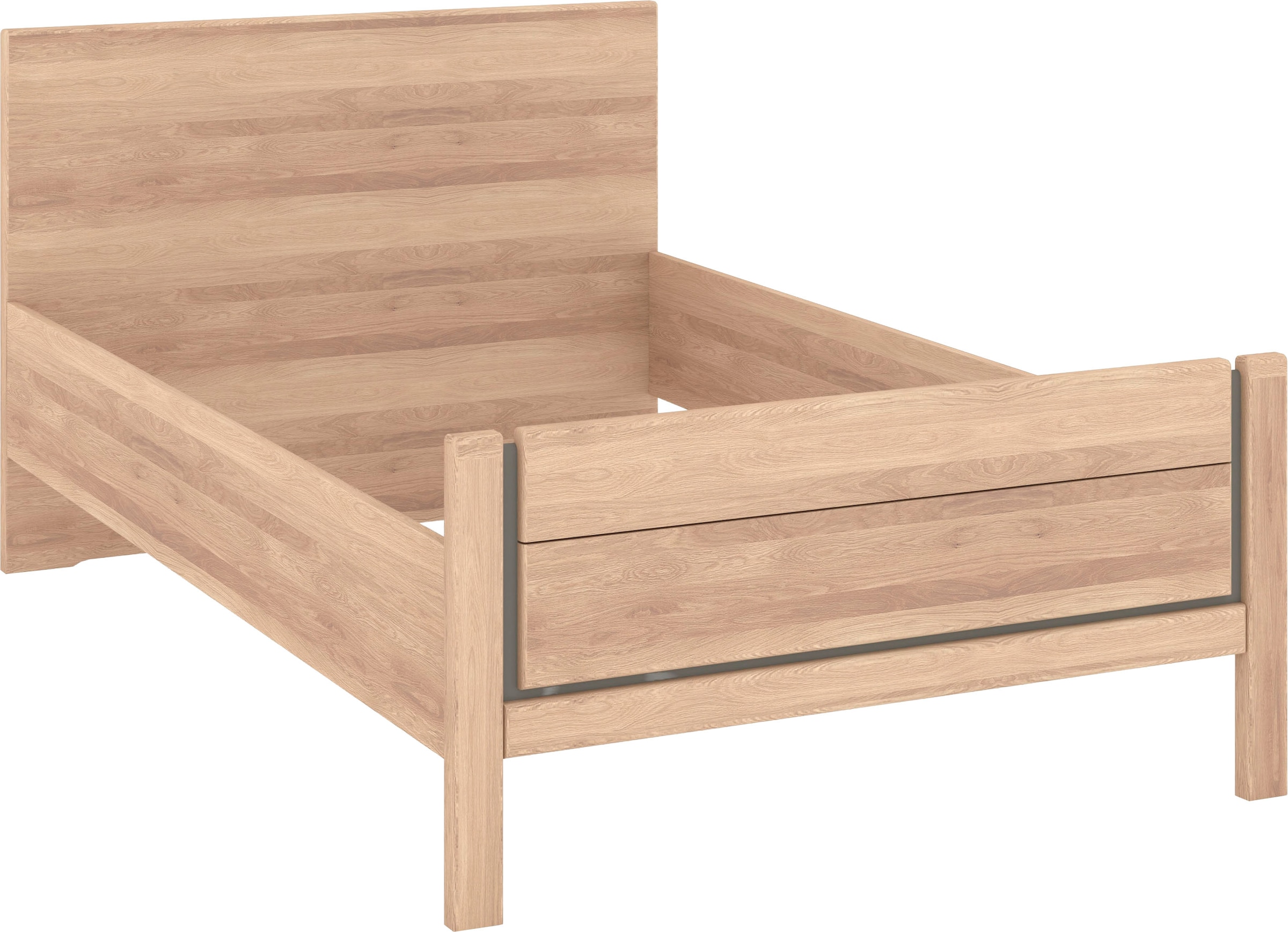 Musterring Holzbett »Sorrent, Bettgestell, Bettrahmen, teilmassiv Eiche«, (MADE IN GERMANY), Eiche teilmassiv, Liegehöhenverstellung, Stollenfußteil
