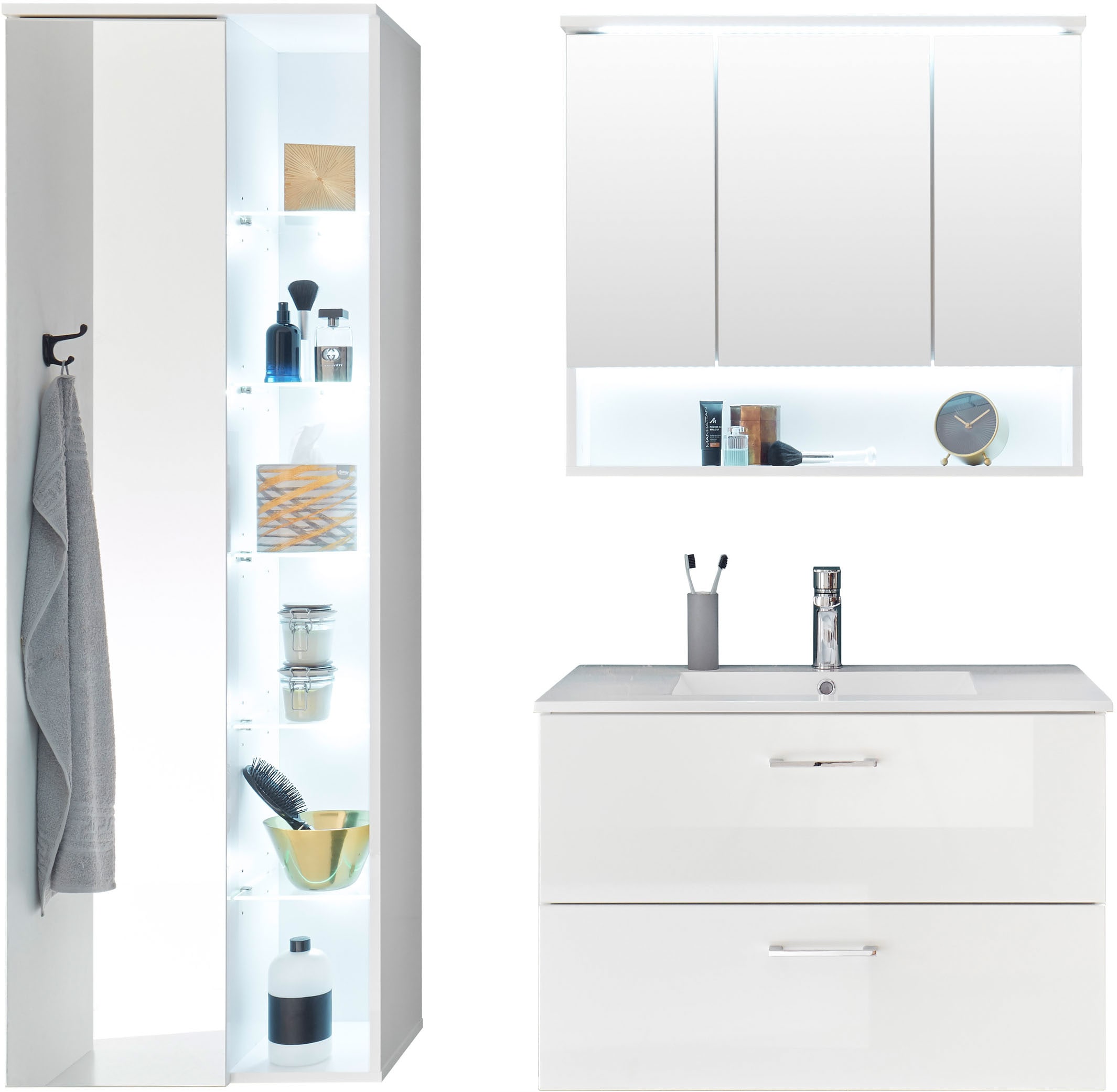 BASIC by Balculina Badmöbel-Set »Best80«, (3 St.), Breite 165 cm,Badezimmer günstig online kaufen